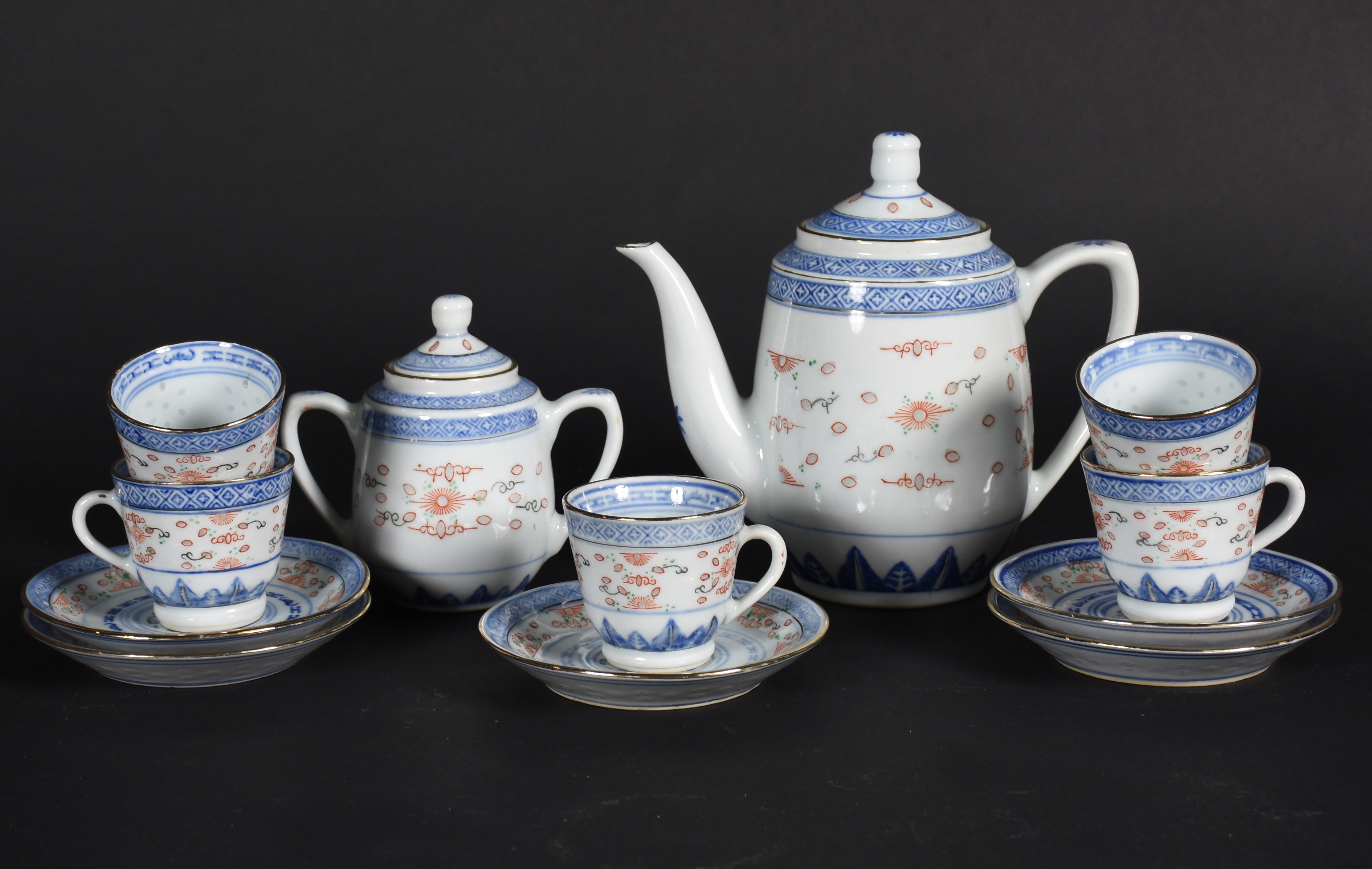 Conjunto de café de porcelana chinesa, composto por 1 bule, 1... - foto 2 de 4
