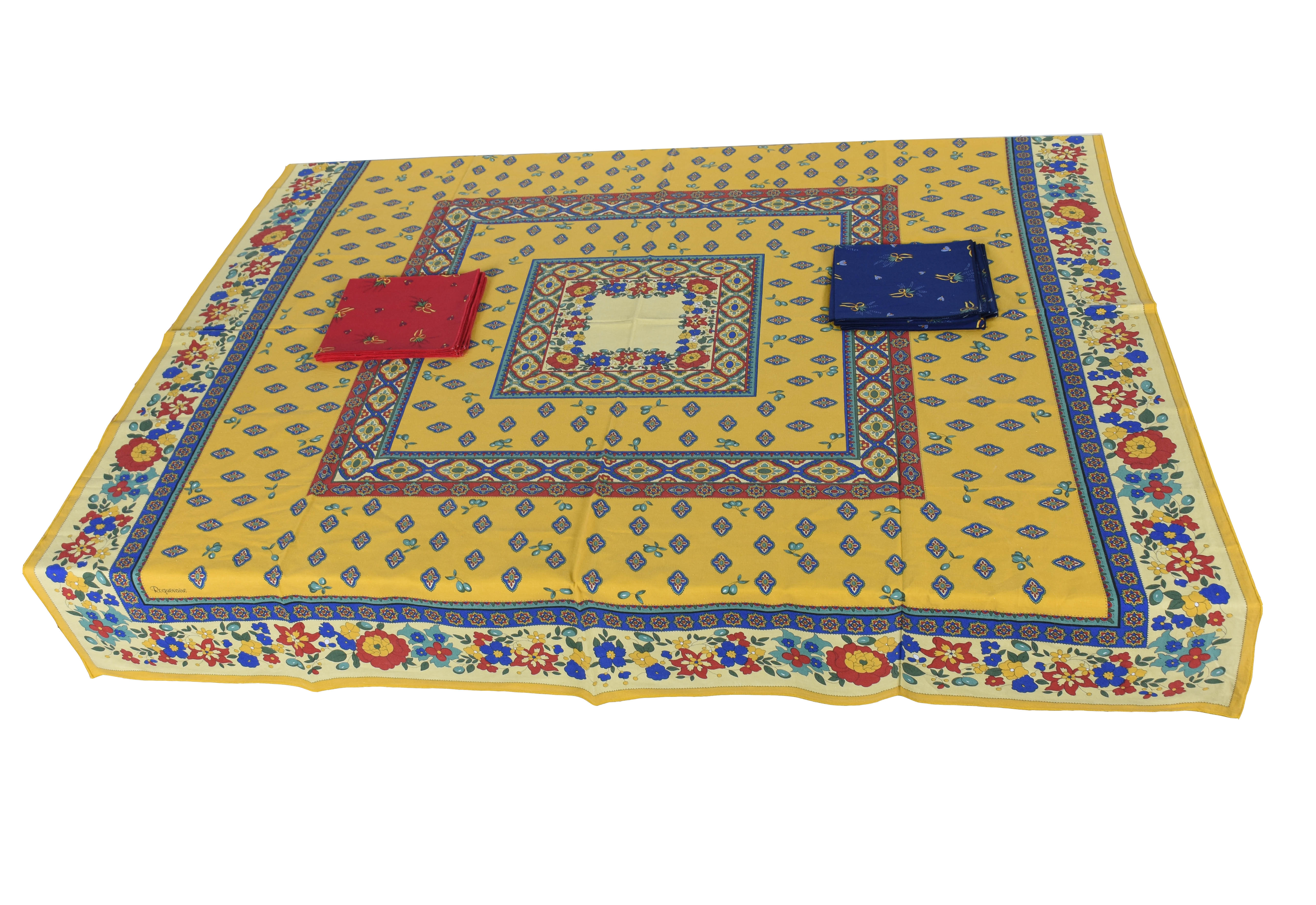 Toalha estampada com 8 guardanapos coloridos em vermelho e azul - foto 1 de 3