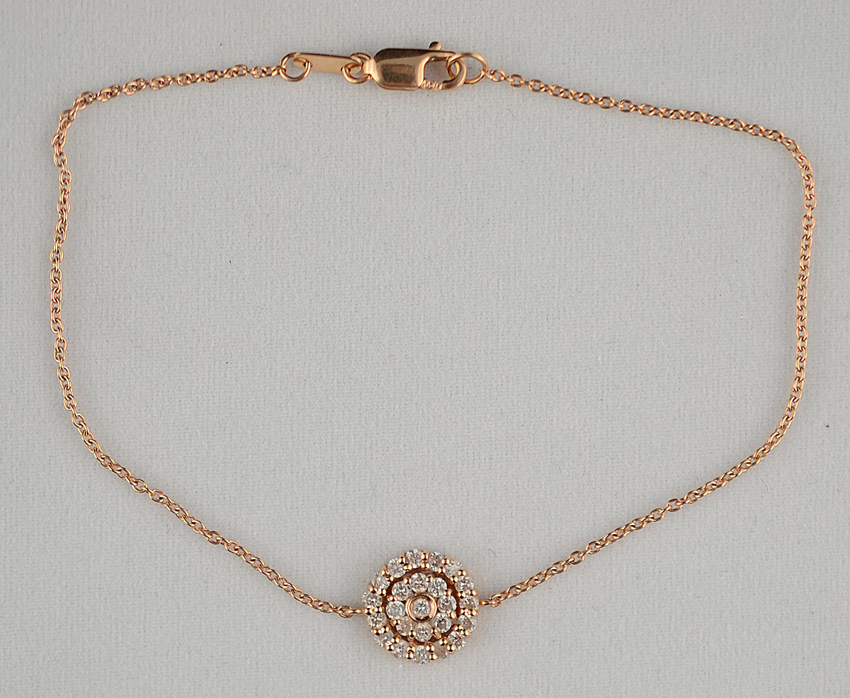Pulseira de ouro amarelo 18 k com 24 brilhantes - 2,4 g.
