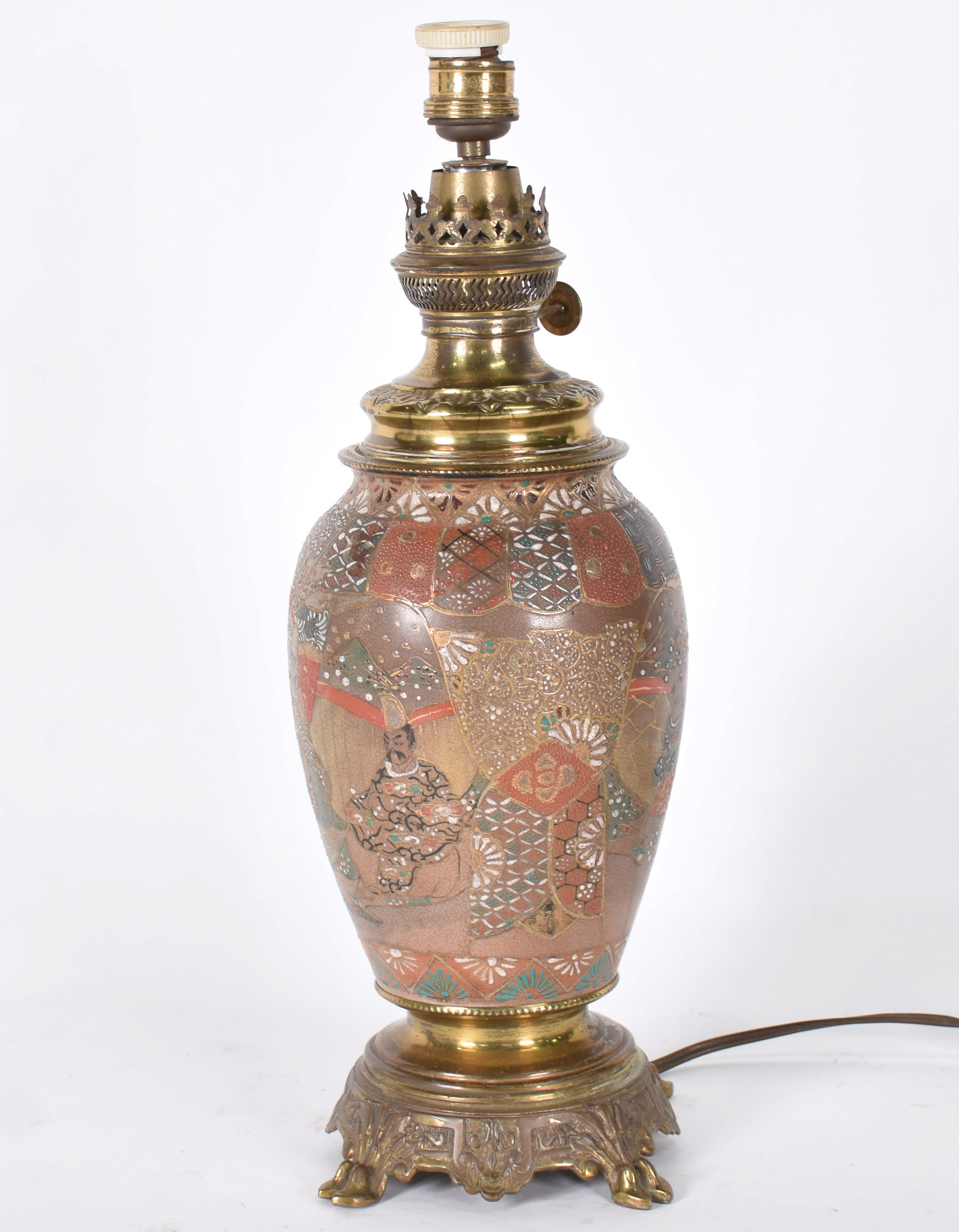 Base de abatjour de porcelana Satzuma policromada com guarnição de... - foto 1 de 4