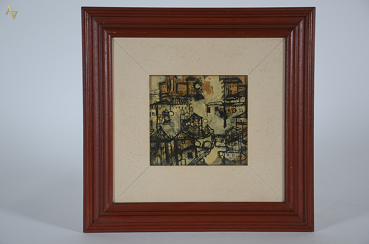 NELLY FRADE (1913 / 1988) - Ouro Preto - téc. mista - 15 x 16 - 1969...