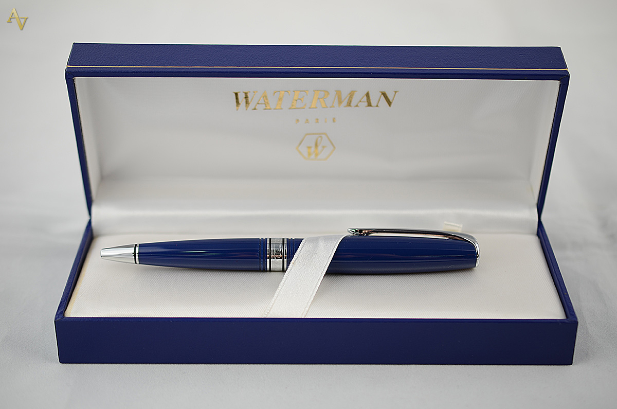 WATERMAN - Caneta esferográfica francesa, tom azul, com detalhes...