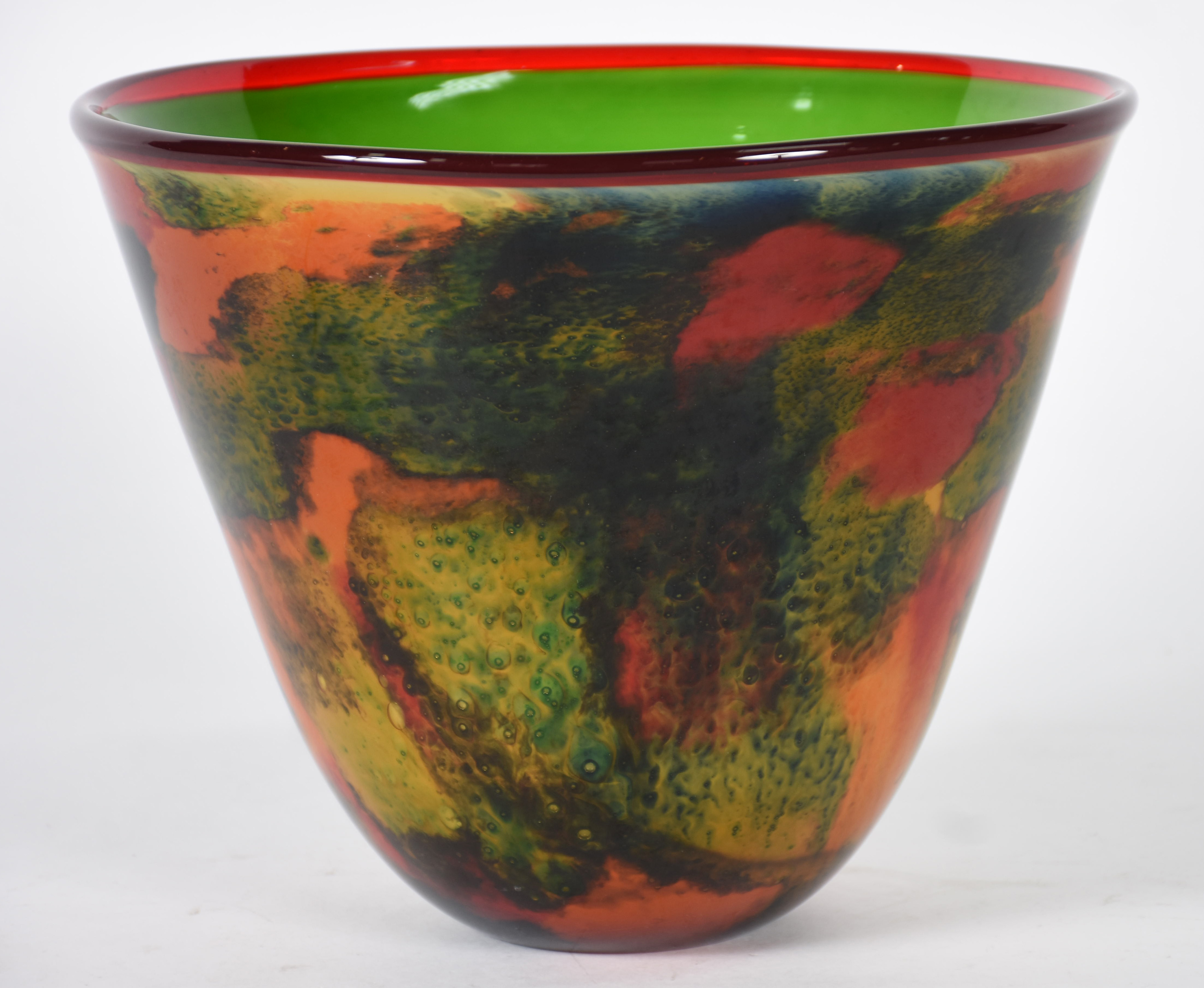 Cachepot de murano policromado, parte interna na cor verde. - foto 1 de 3