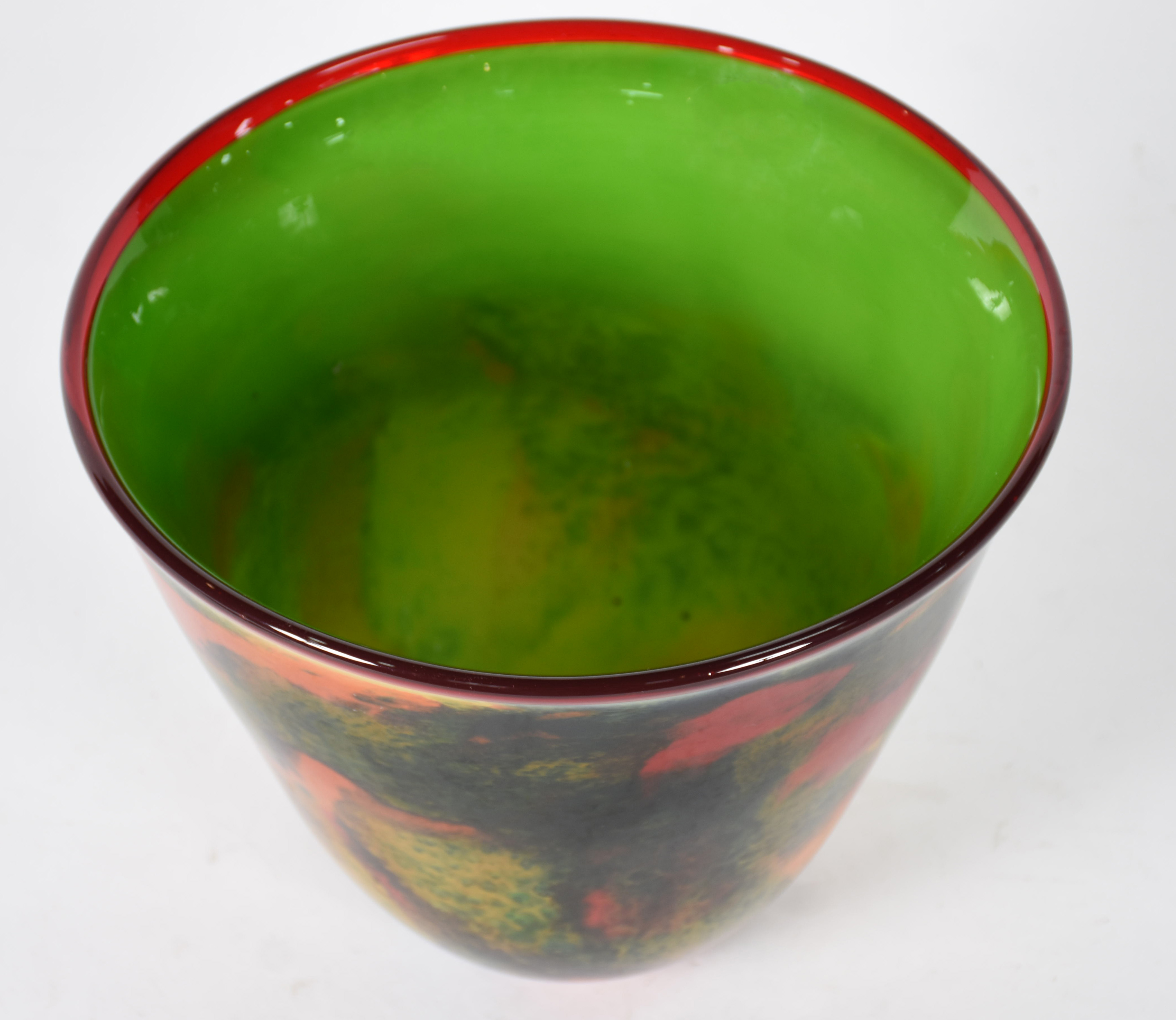 Cachepot de murano policromado, parte interna na cor verde. - foto 2 de 3