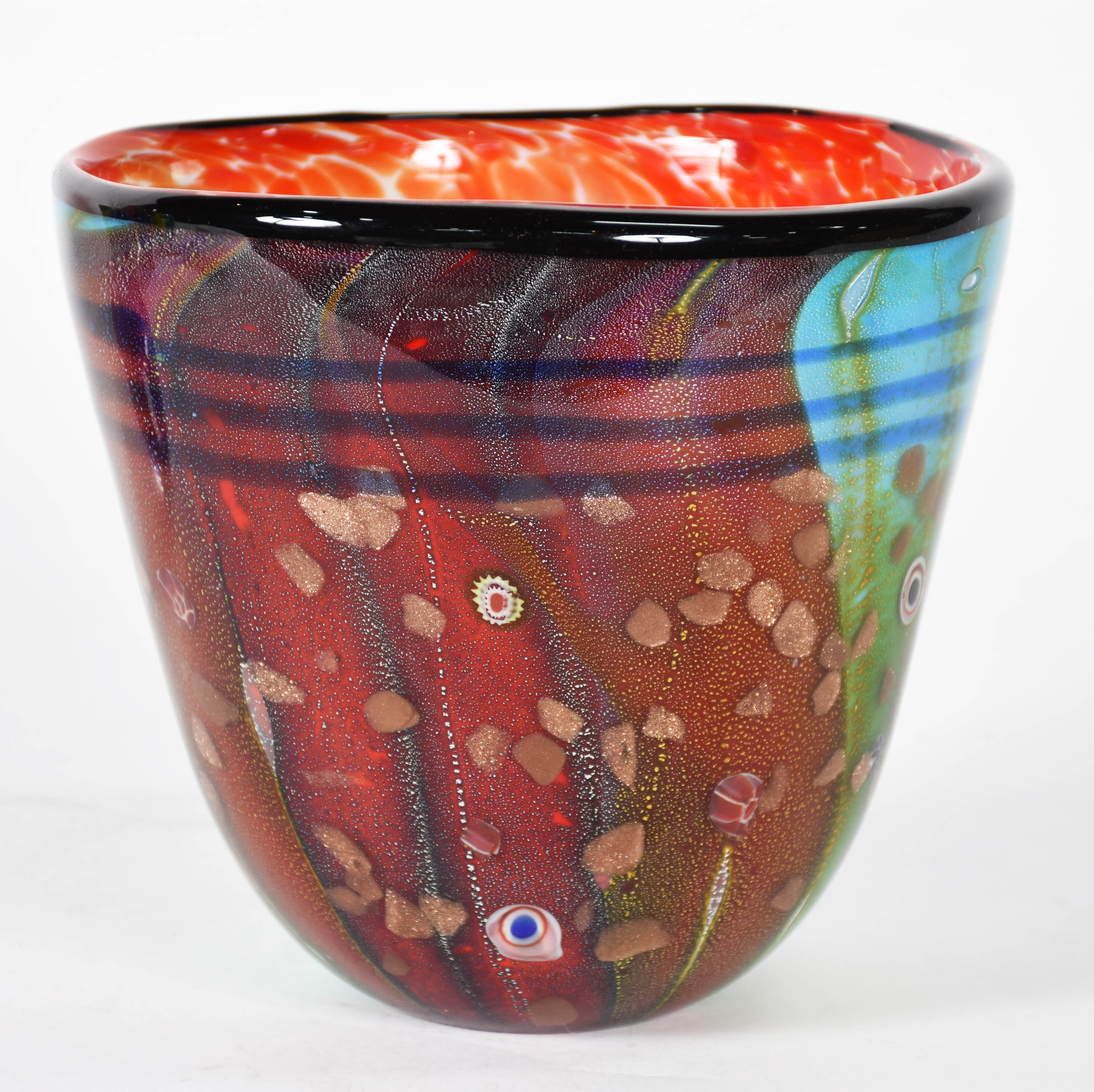 Cachepot de murano policromado com pó de ouro, parte interna nas... - foto 1 de 3