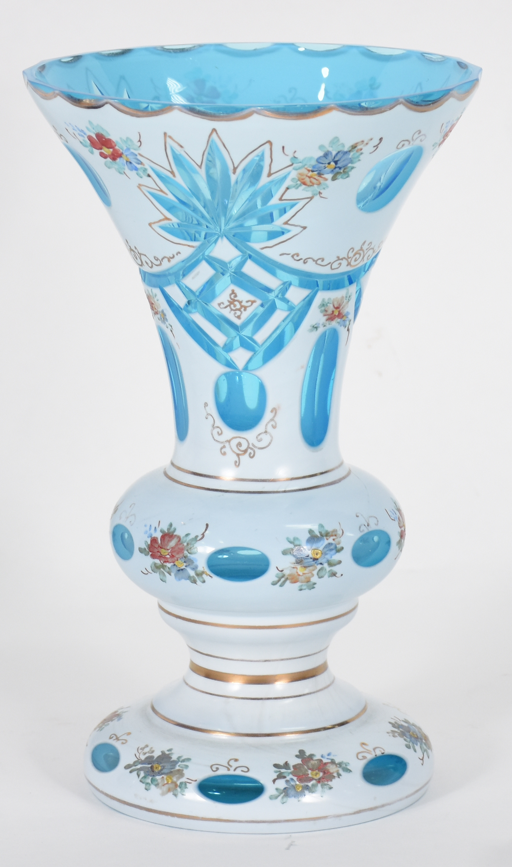 Vaso de cristal Overlay turquesa e branco - foto 1 de 3