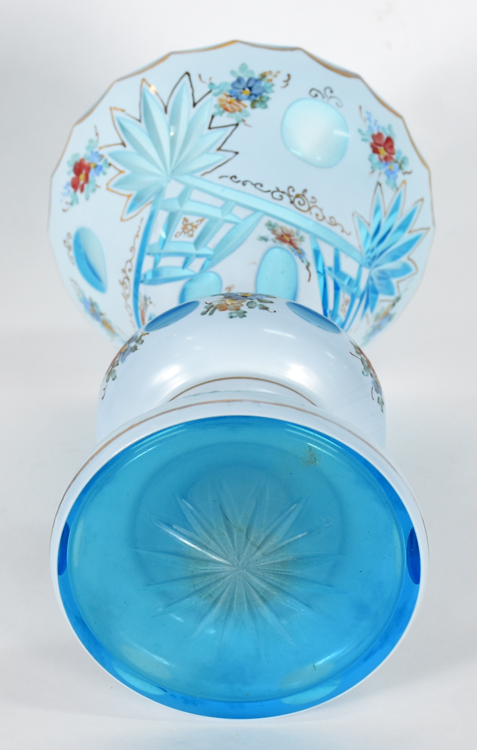 Vaso de cristal Overlay turquesa e branco - foto 3 de 3