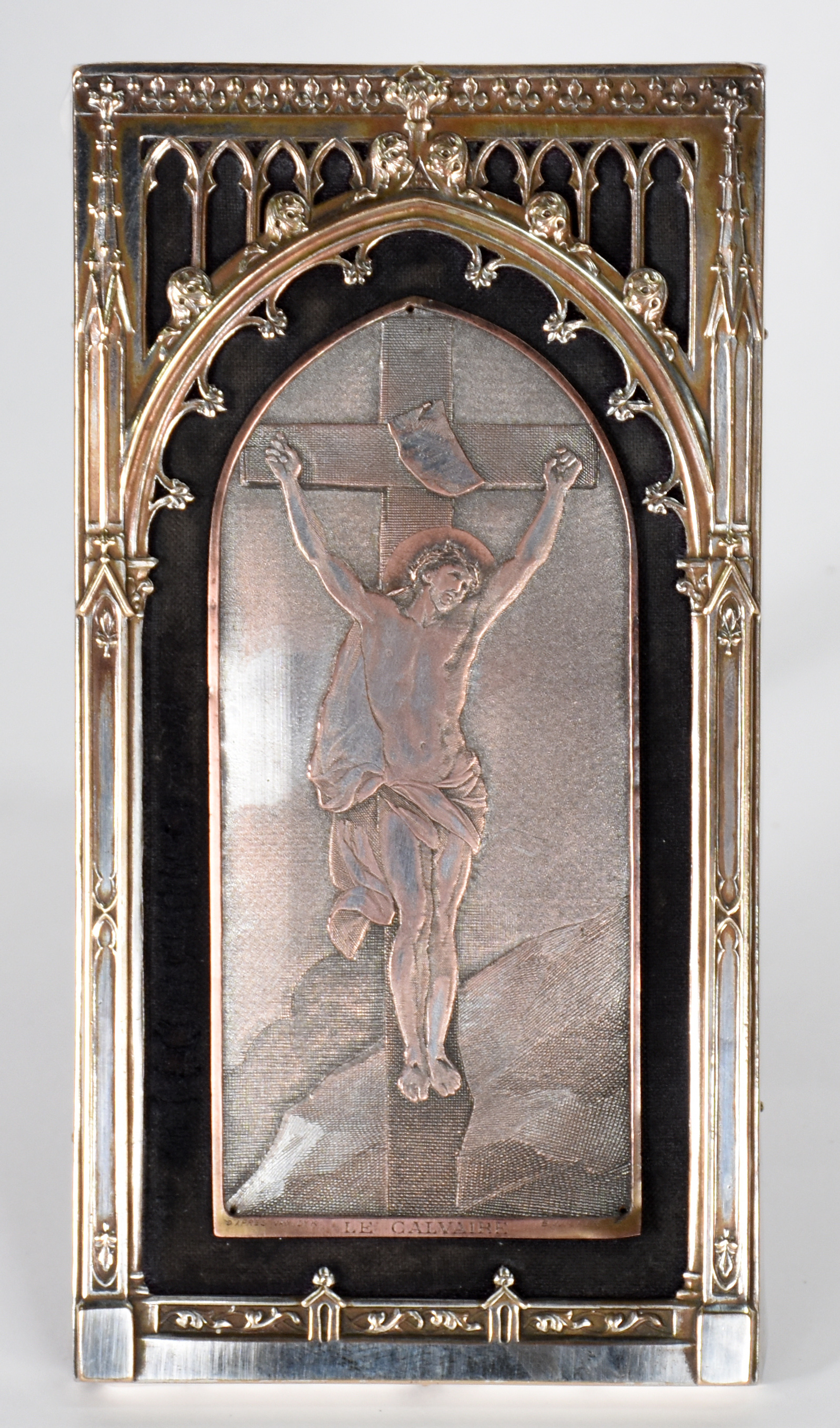 Placa sacra de metal frances, d'aprés Van Dyk, assinada B.Wicker Gr... - foto 1 de 5