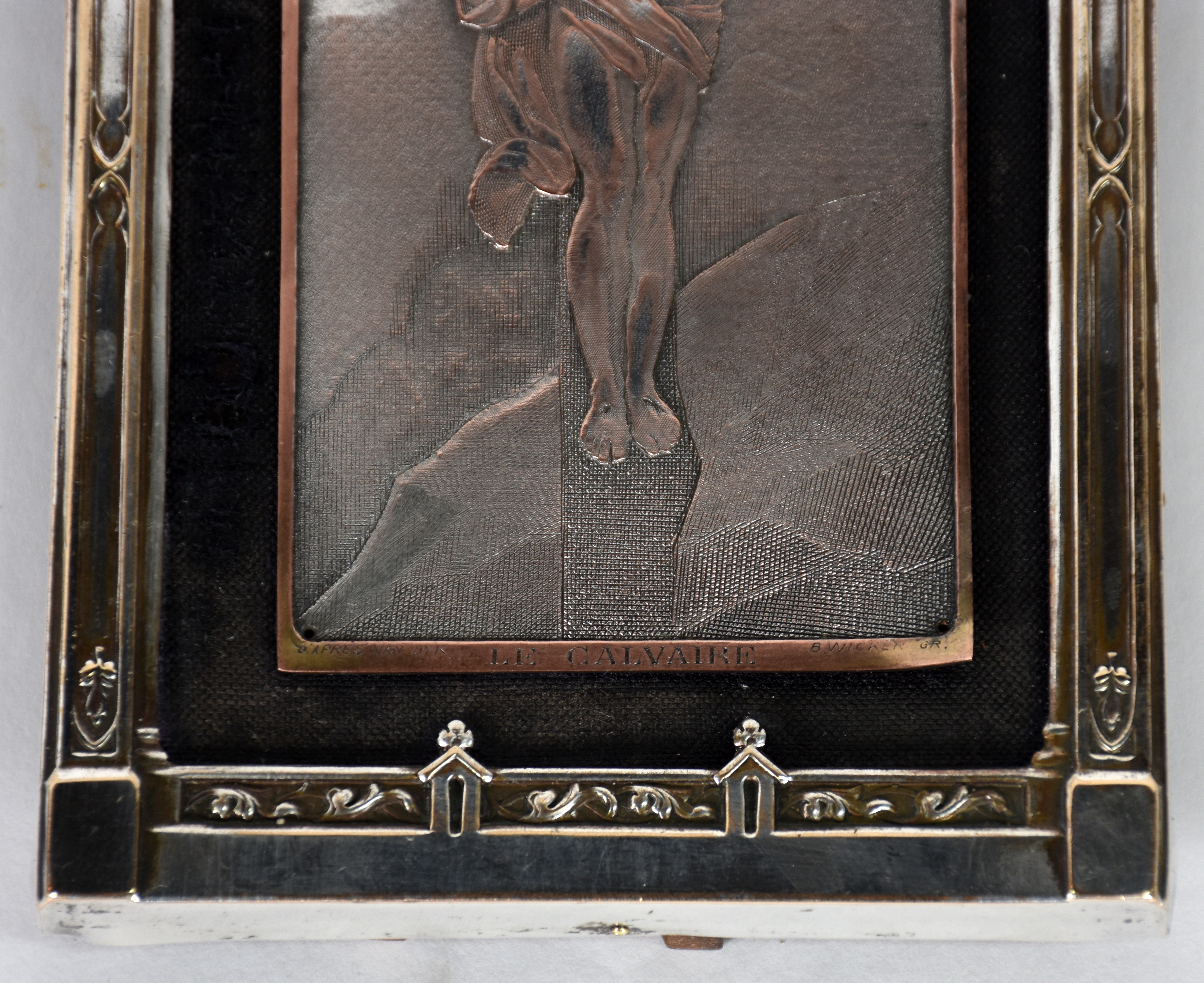 Placa sacra de metal frances, d'aprés Van Dyk, assinada B.Wicker Gr... - foto 5 de 5