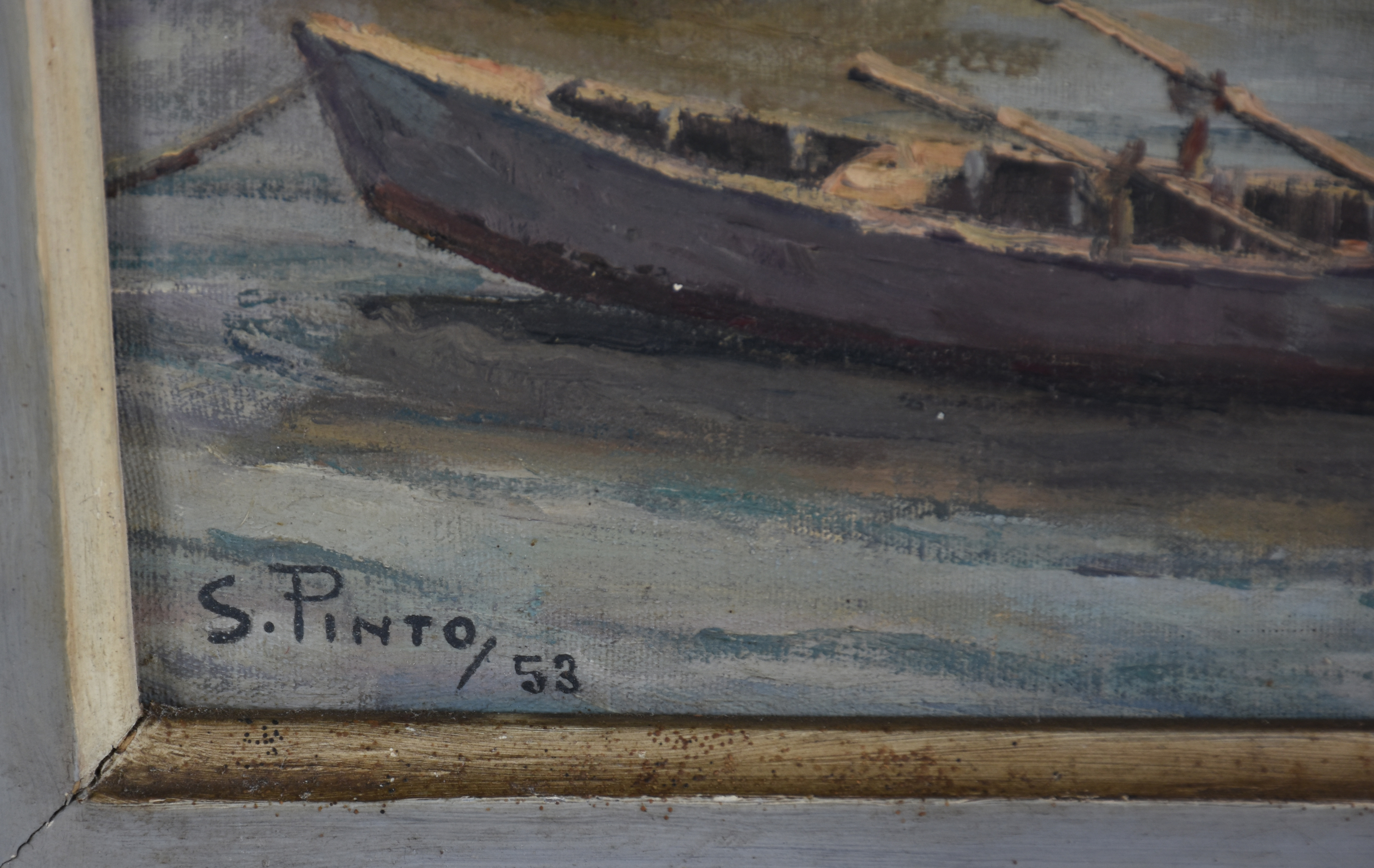 Sylvio Pinto (1918-1997), Marinha com barcos - foto 2 de 4