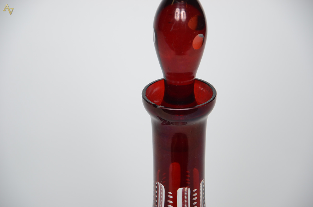 Licoreira de cristal double rubi lavrado. Acompanham 4 cálices de... - foto 2 de 2