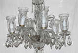 Lustre para 6 luzes de cristal com pingentes la... - Lustre para 6 luzes de cristal com pingentes lapidados.