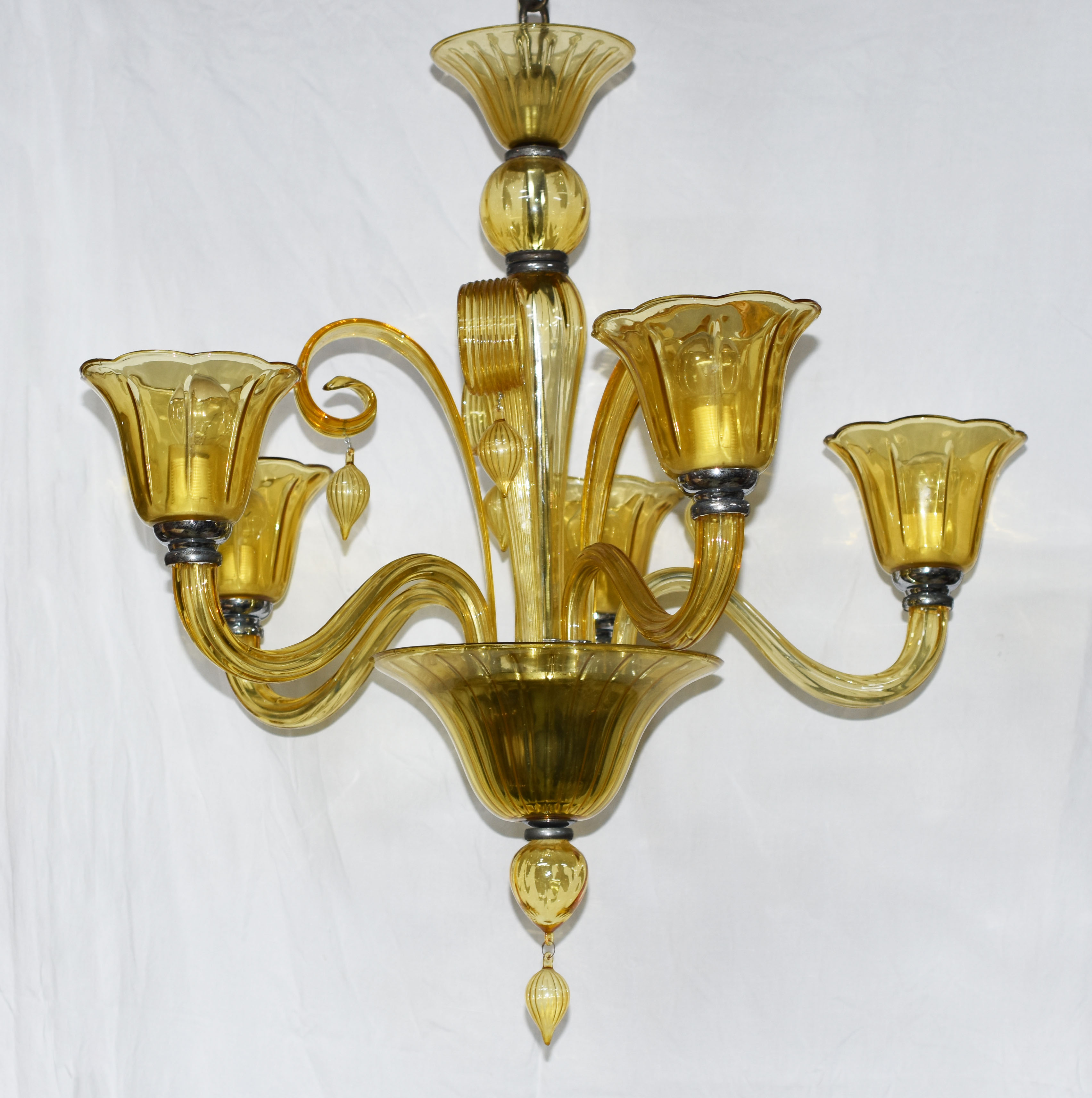 Lustre de murano para 5 luzes, na cor âmbar. - foto 2 de 2