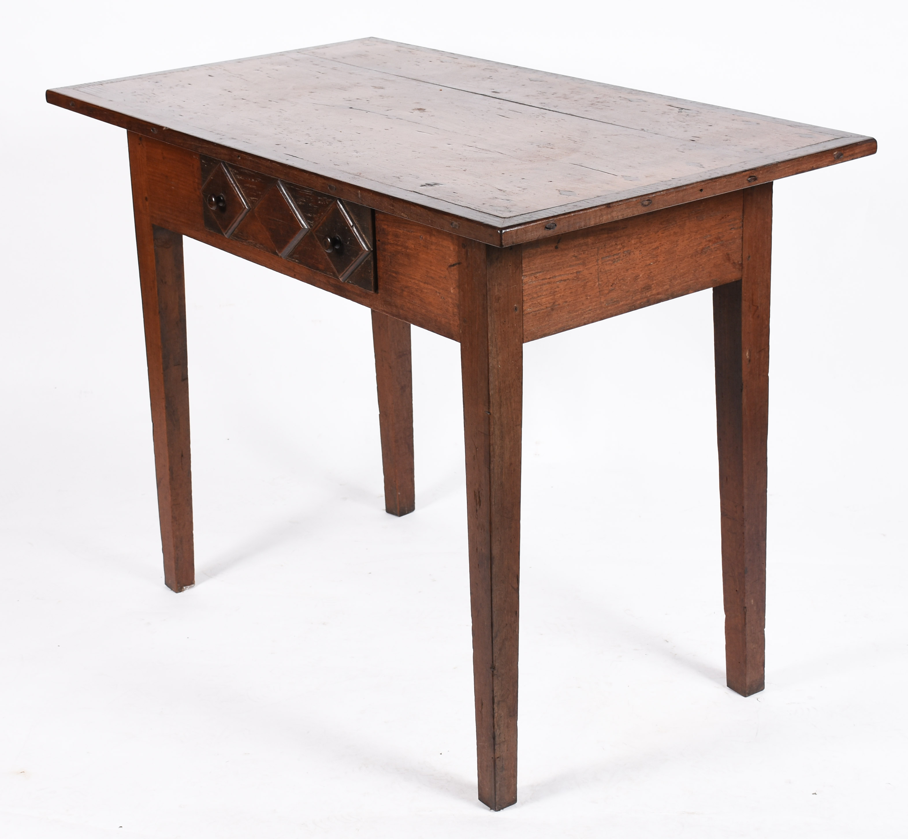 Mesa de madeira nobre, colonial brasileiro, com uma gaveta com... - foto 1 de 5