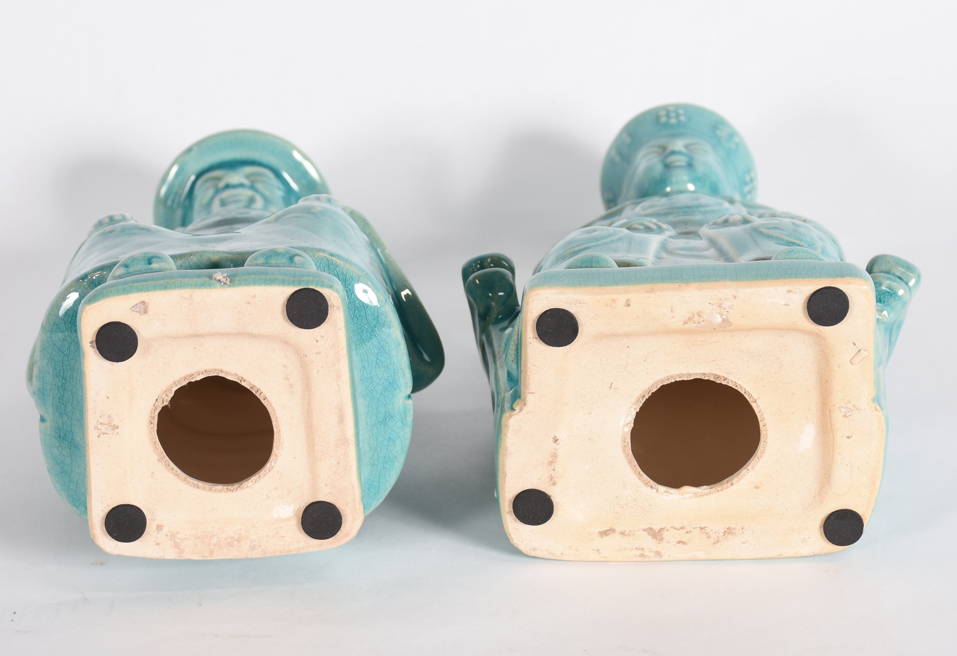 Par de estatuetas de porcelana oriental na cor azul turquesa... - foto 4 de 4