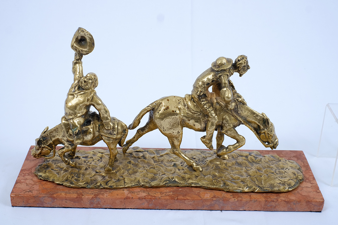 DELKIA - Escultura em bronze Dom Quixote e Sancho Pança com base em... - foto 2 de 2