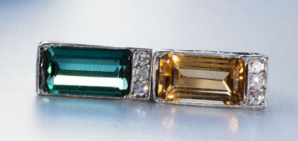 ANEL DUPLO OURO EM 18K COM 1 TURMALINA E 1 TOPÁZIO IMPERIAL + 6... - foto 4 de 4
