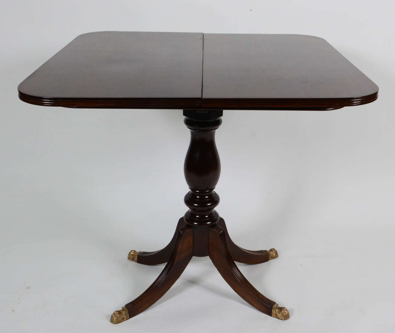 Mesa / console de madeira nobre, tampo dobrável, base central... - foto 1 de 3