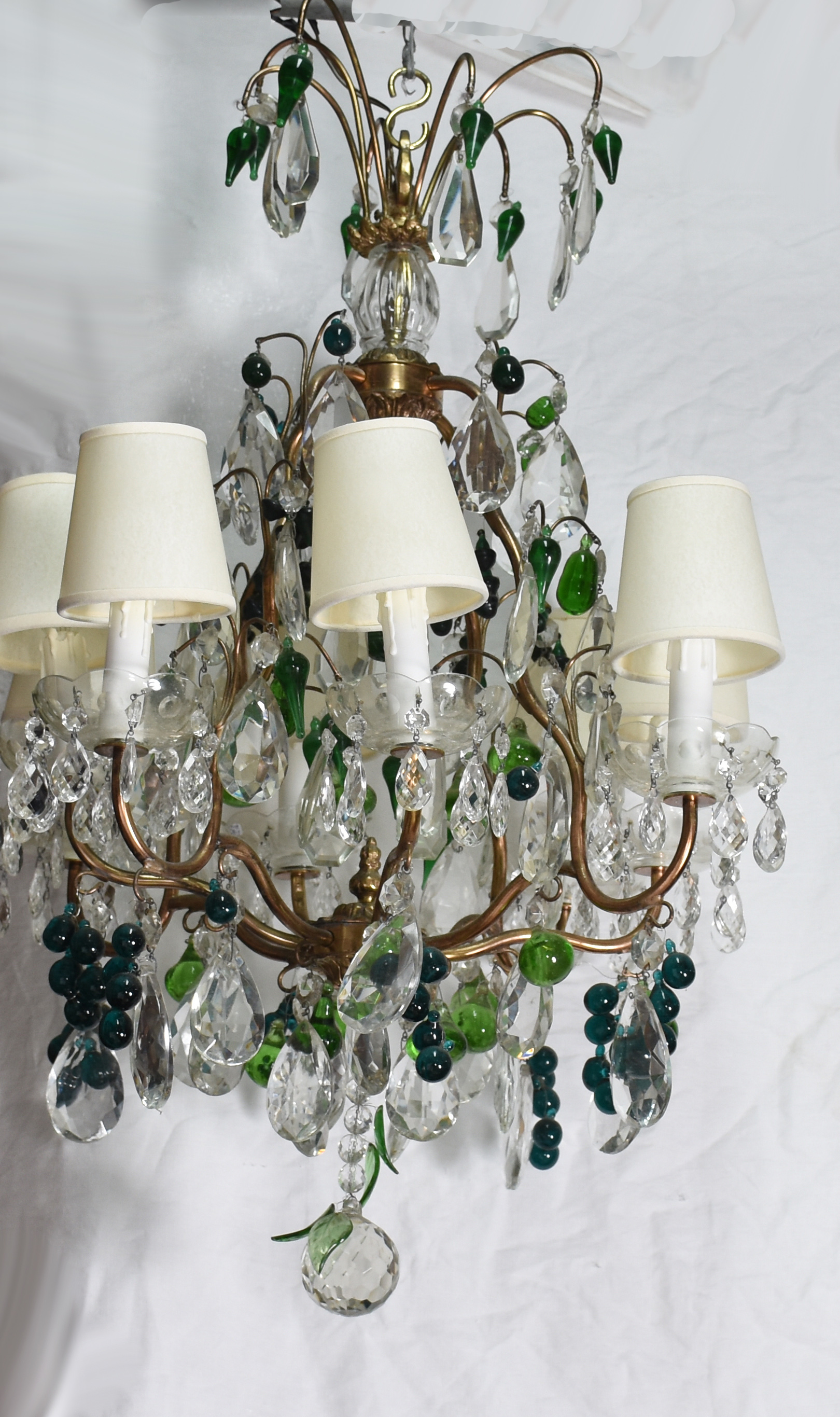 Lustre com estrutura de bronze e placas de cristal para 8 luzes... - foto 2 de 3