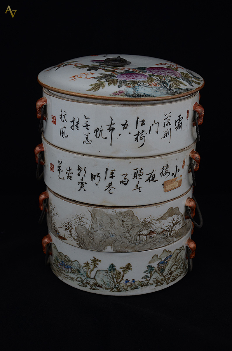 Marmiteira em porcelana chinesa do século XIX dividida em 4 partes... - foto 2 de 3
