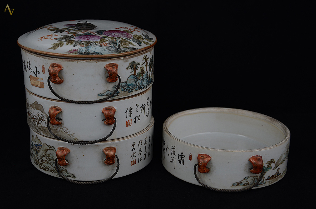Marmiteira em porcelana chinesa do século XIX dividida em 4 partes... - foto 3 de 3