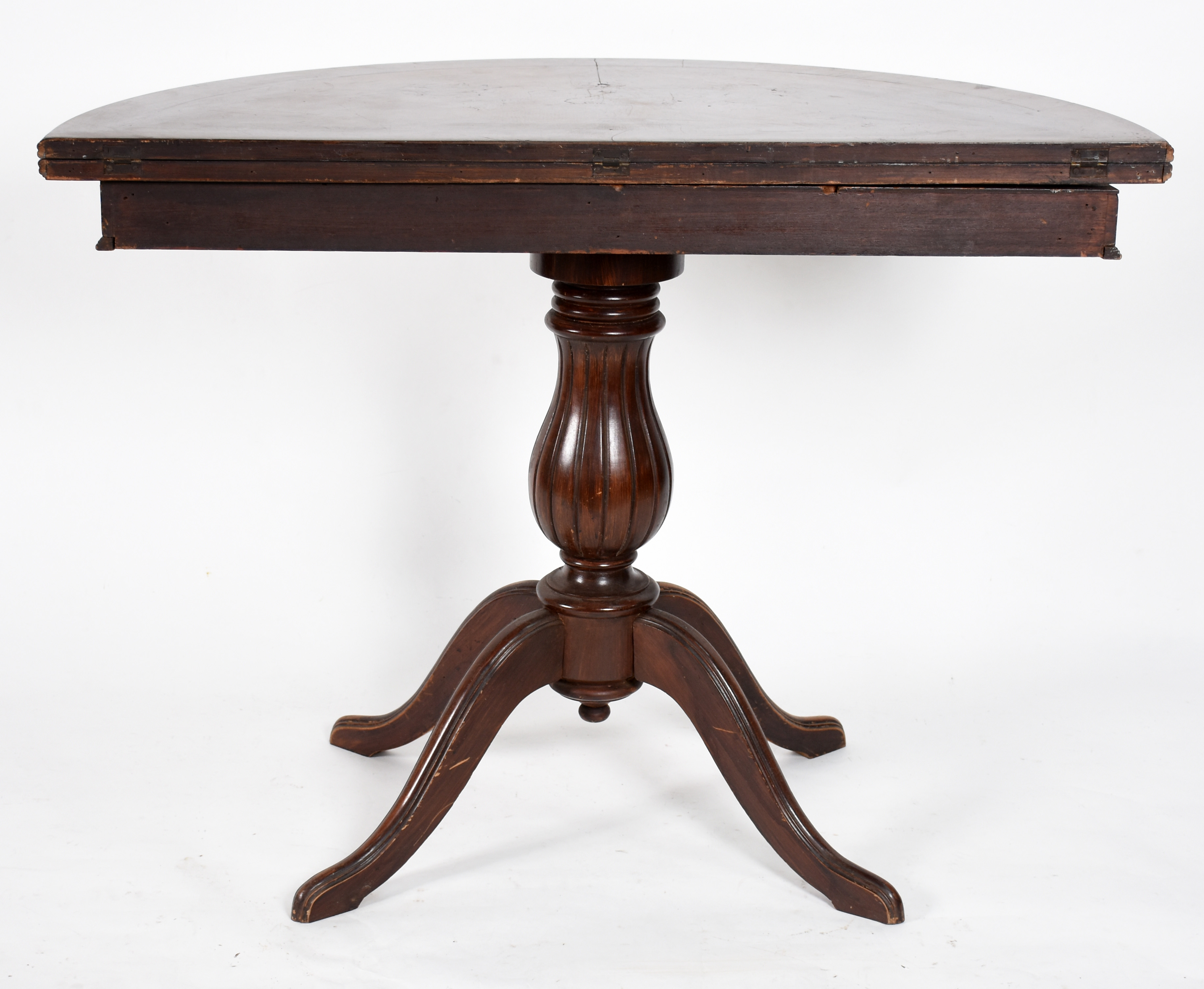 Mesa console de madeira nobre, feitio redondo (dobrável) com trabalho... - foto 4 de 5