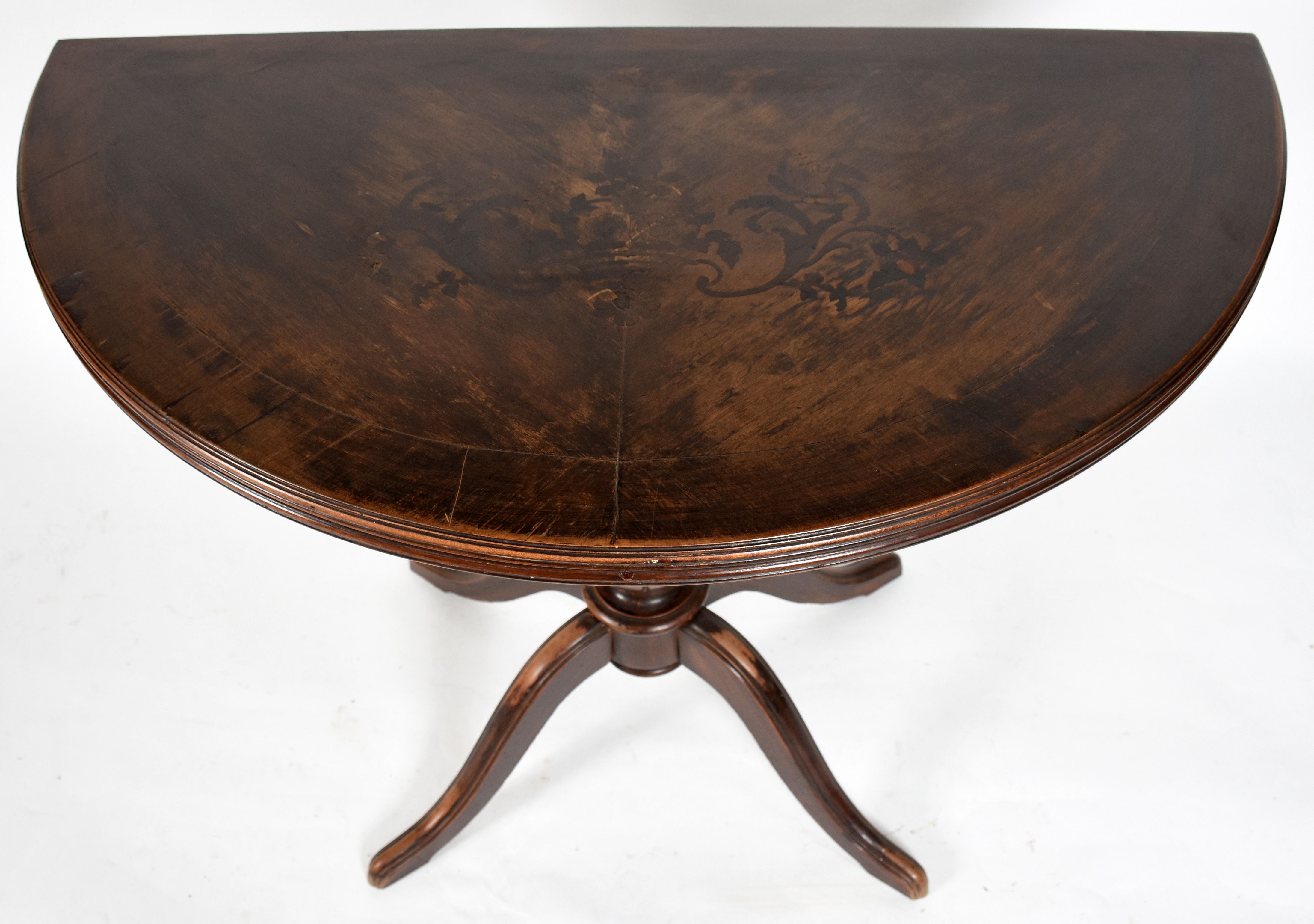 Mesa console de madeira nobre, feitio redondo (dobrável) com trabalho... - foto 5 de 5