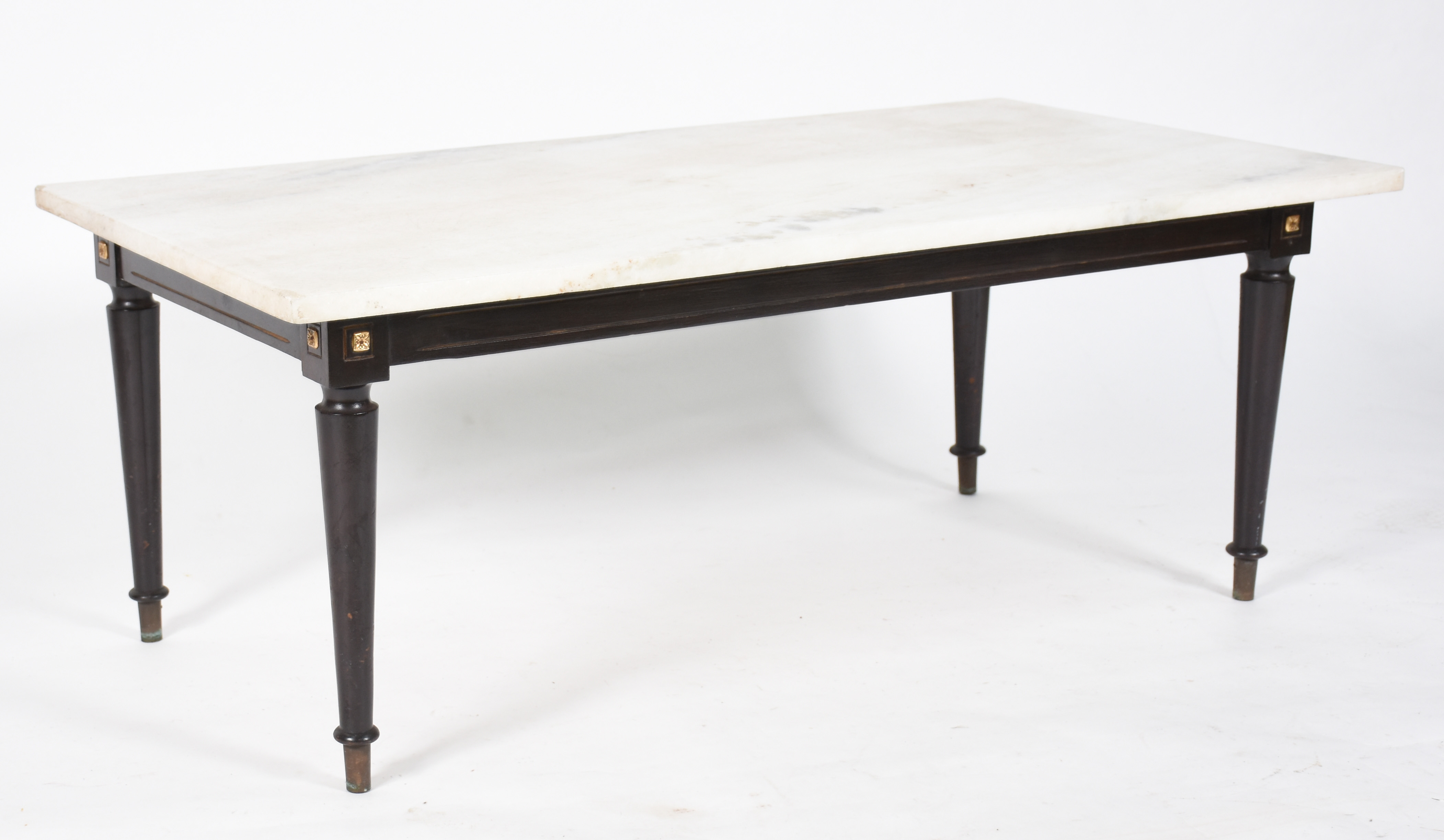 Mesa de centro de madeira nobre, estilo ingles, tampo de mármore. - foto 1 de 4