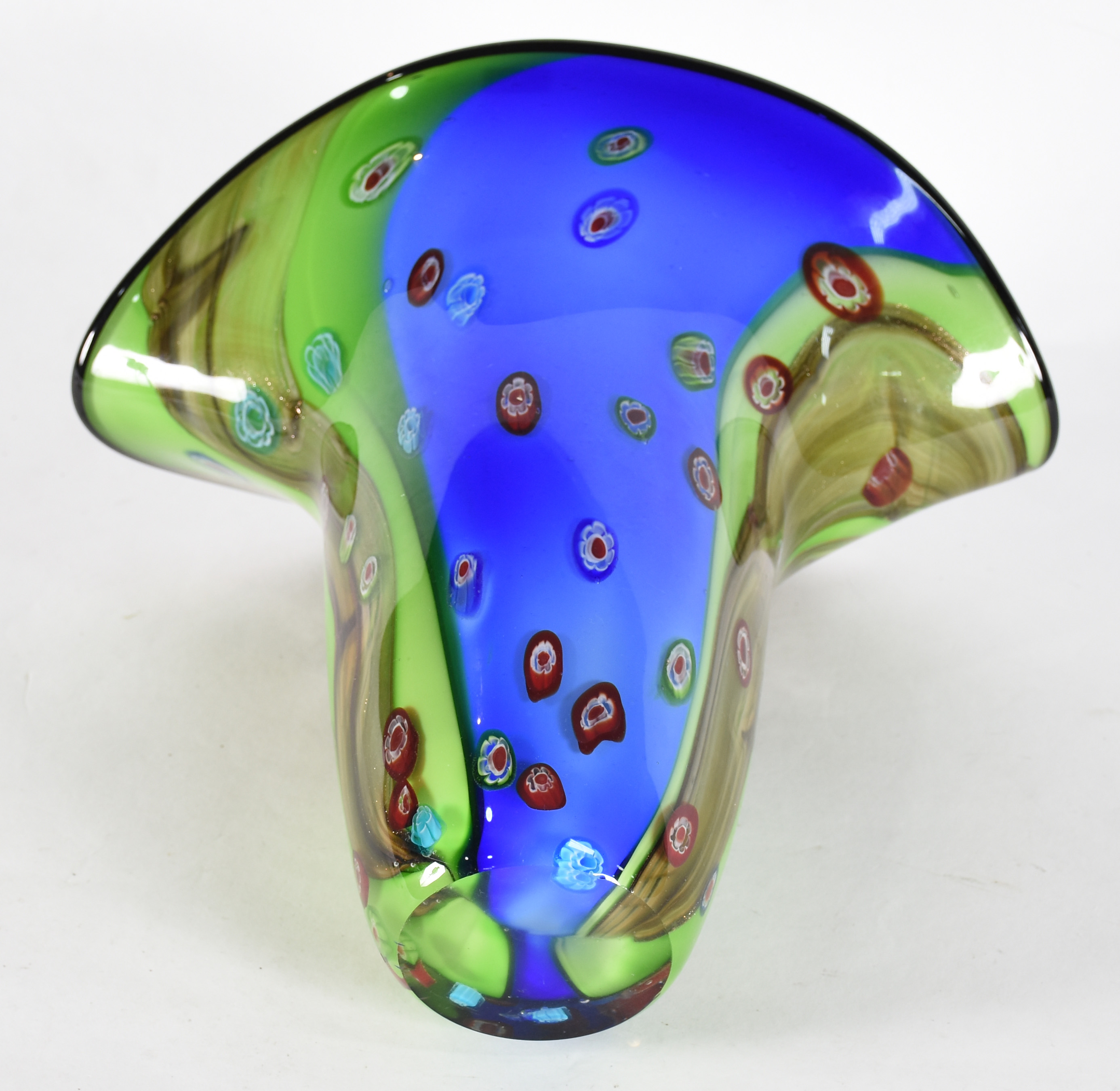 Jarro decorativo de vidro leitoso nas cores azul e verde com pó de... - foto 4 de 4