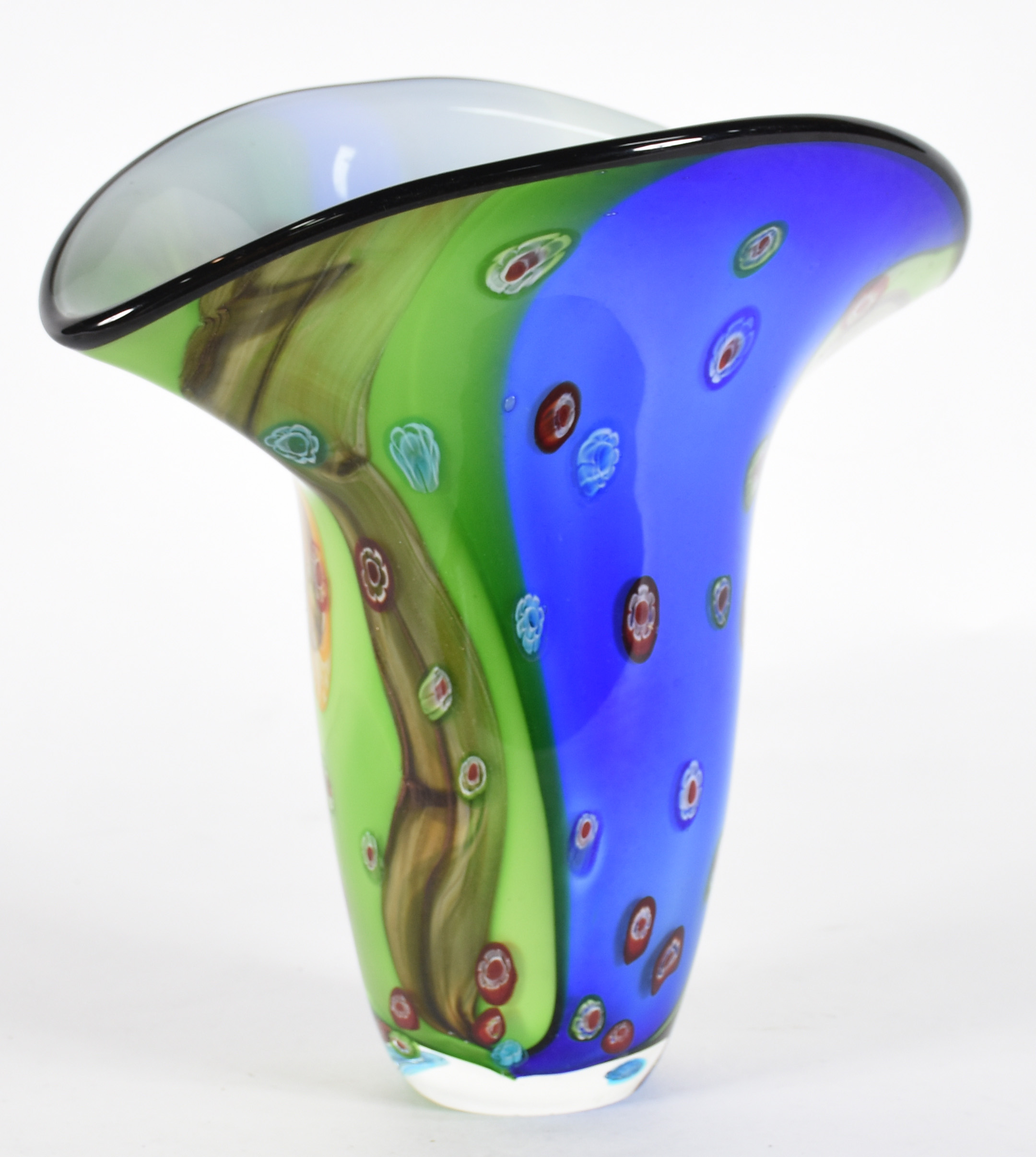Jarro decorativo de vidro leitoso nas cores azul e verde com pó de... - foto 2 de 4
