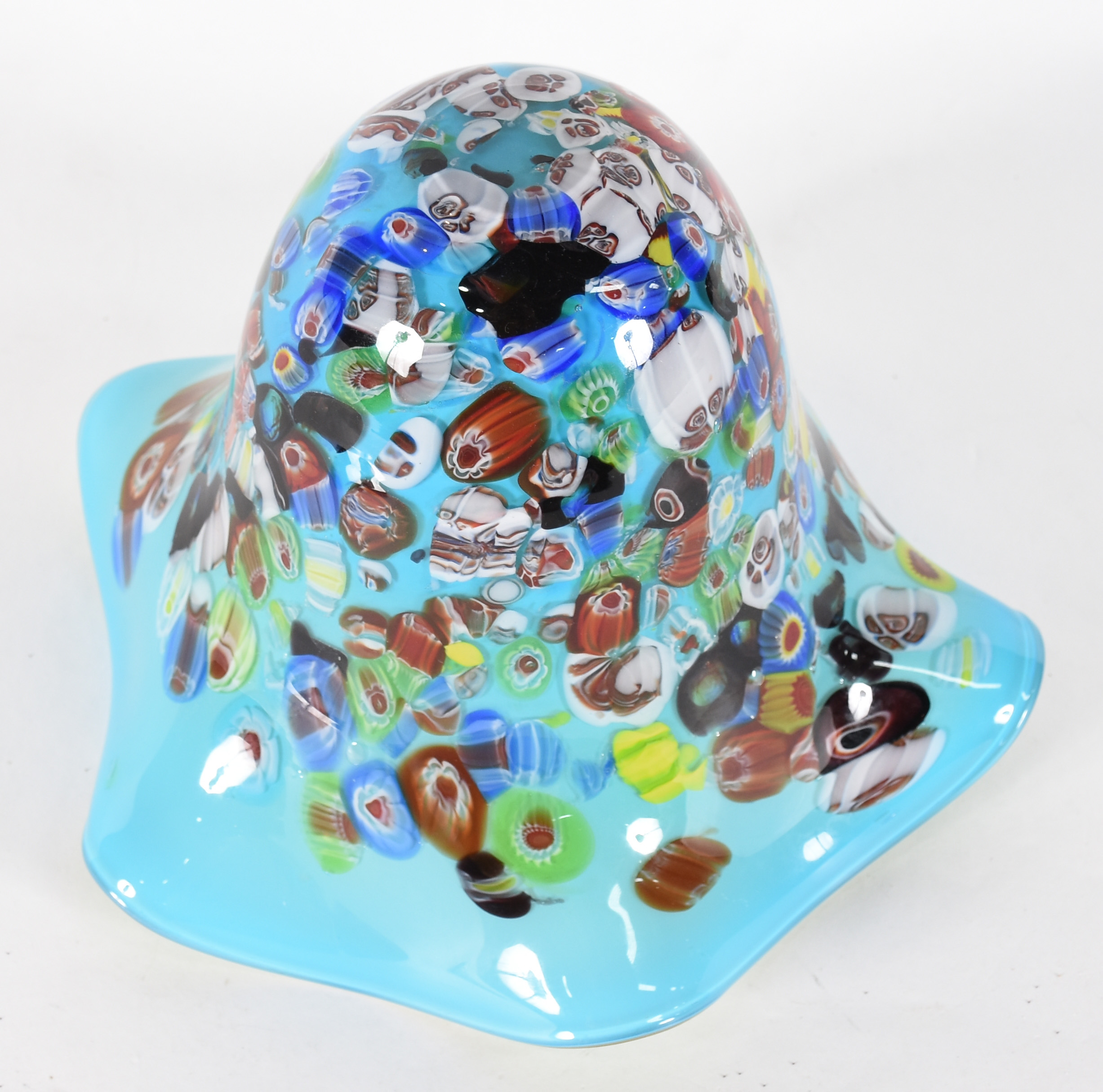 Centro de mesa de murano com fundo azul e decoração Millifiori em... - foto 3 de 3