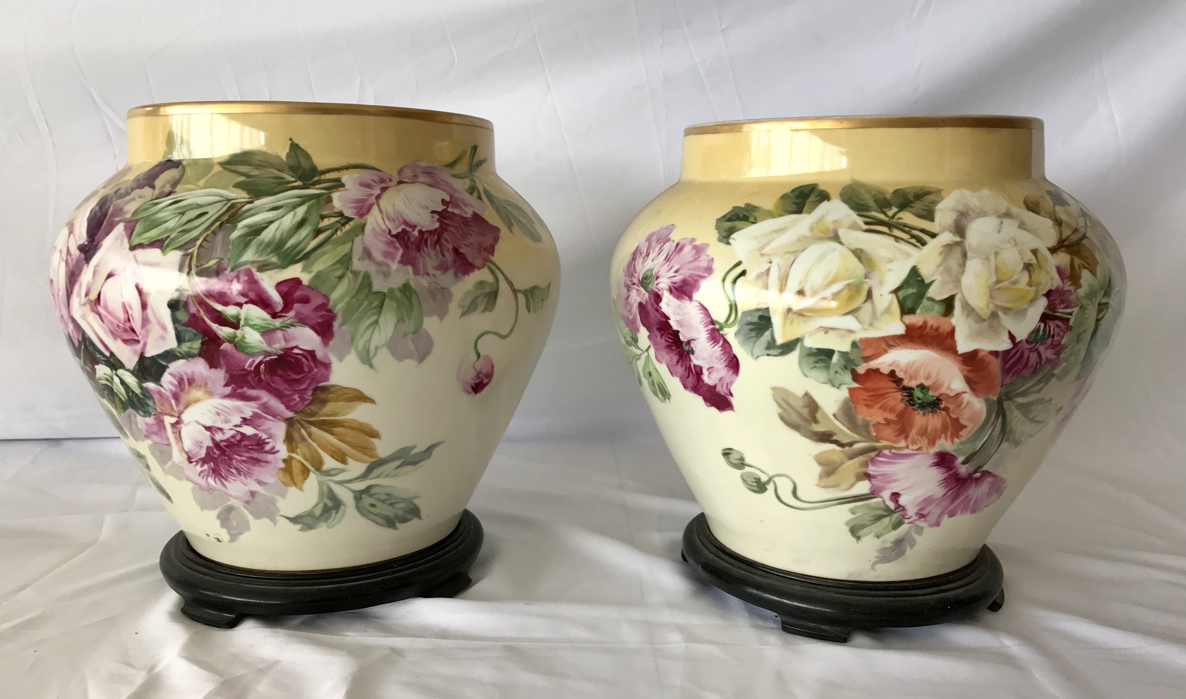 Par de grandes cachepots de porcelana francesa de LIMOGES, decoração... - foto 1 de 5