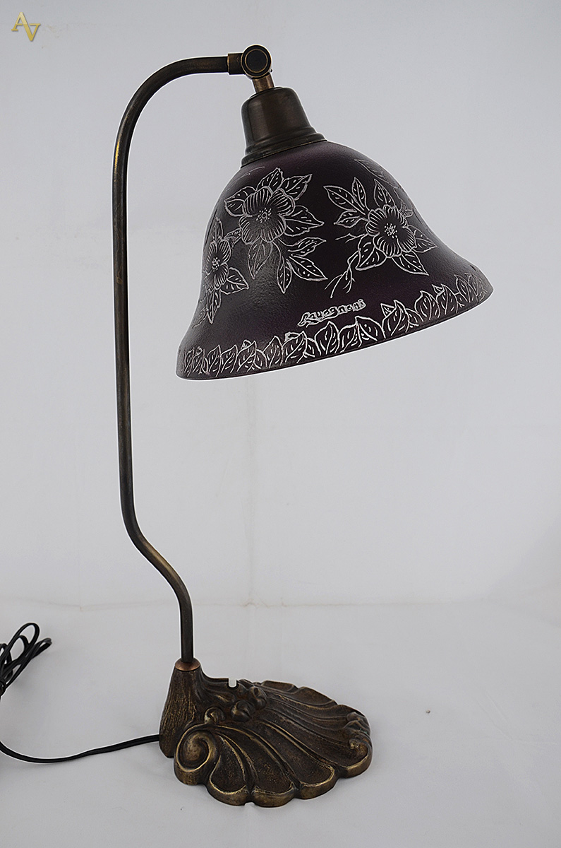 RAVAGNANI - Luminária de pasta de vidro com base de bronze. Altura 48... - foto 1 de 2