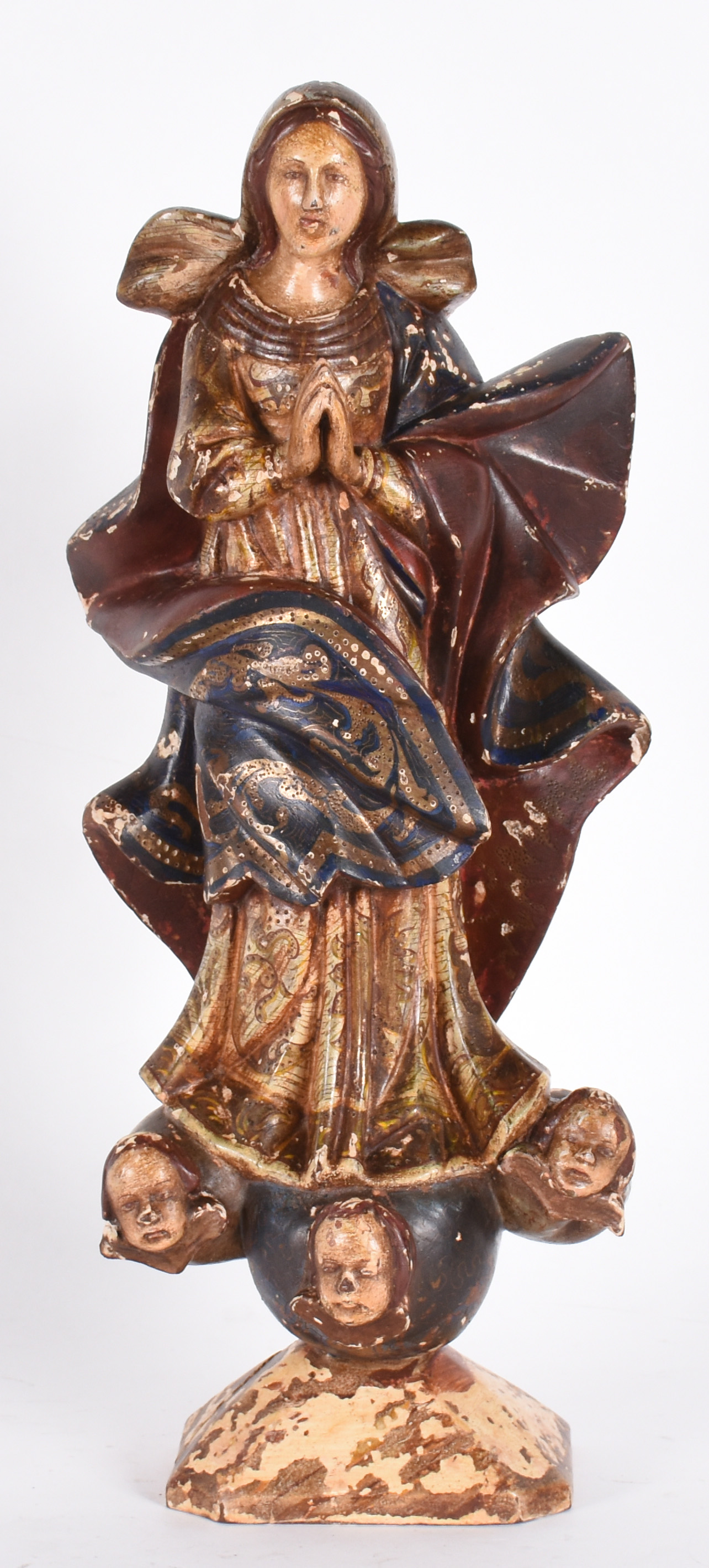 Nossa Senhora - Antiga imagem de madeira com resquícios de policromia... - foto 1 de 4
