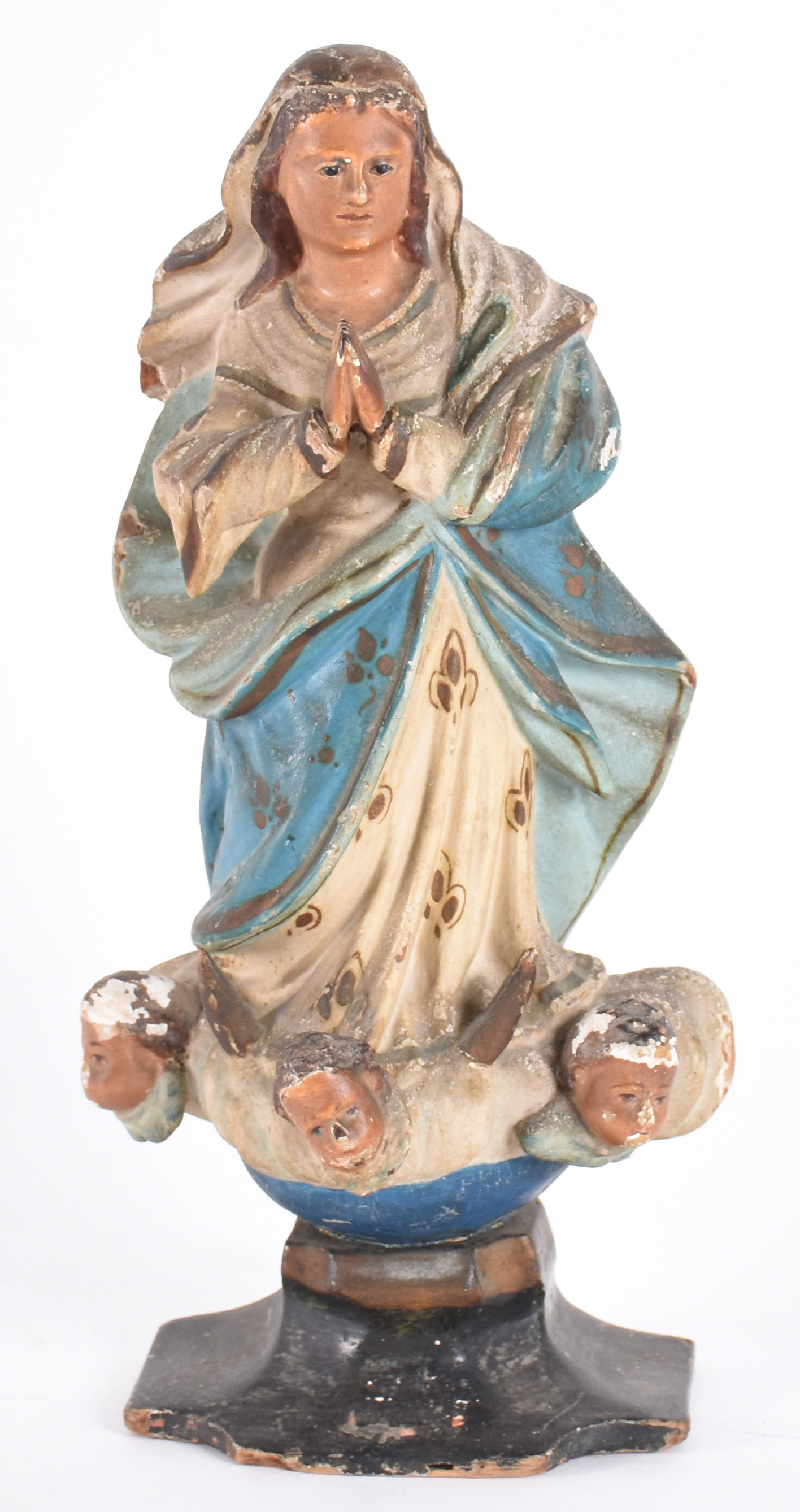 Antiga imagem de madeira policromada representando Nossa Senhora. - foto 1 de 4