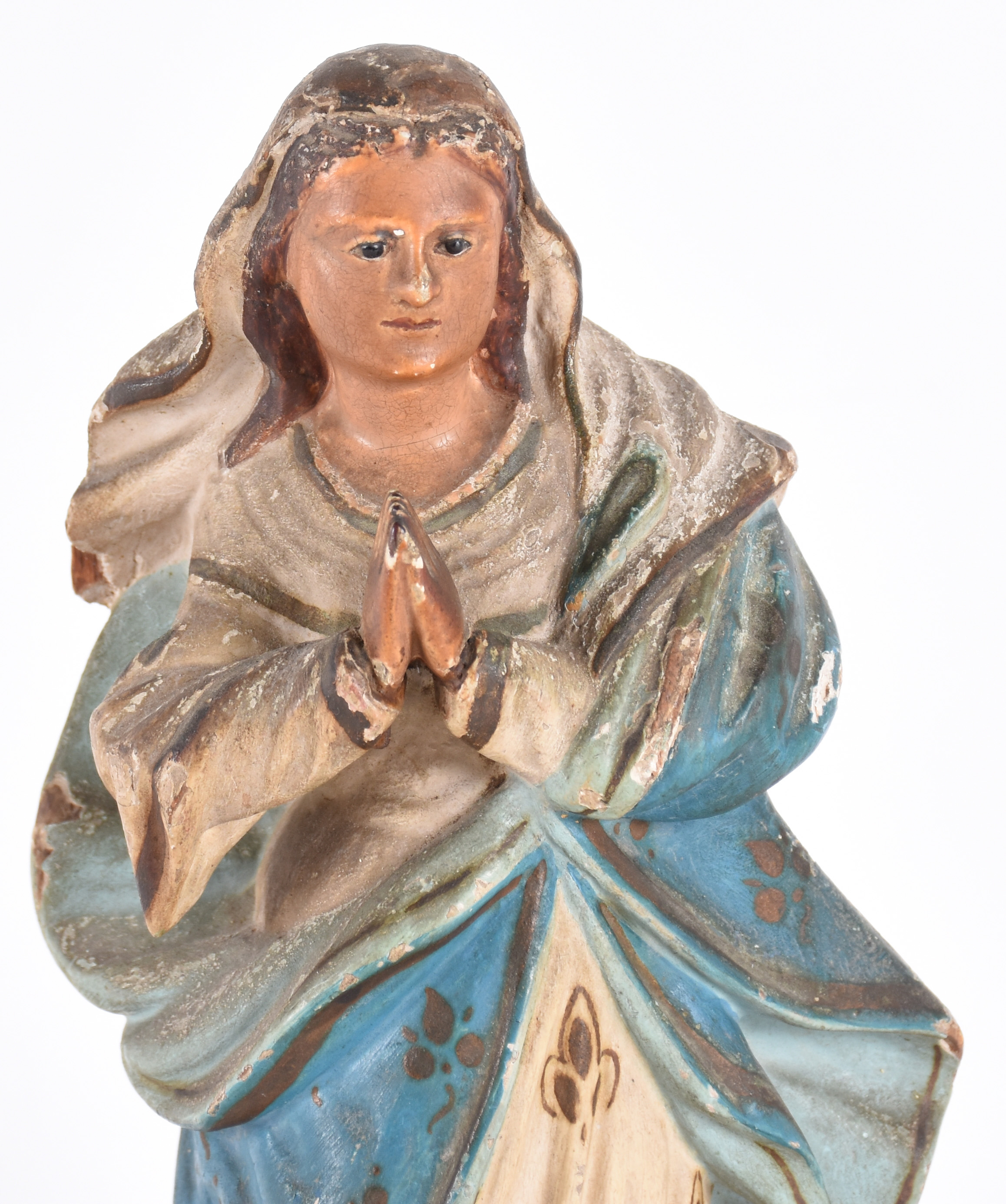 Antiga imagem de madeira policromada representando Nossa Senhora. - foto 3 de 4