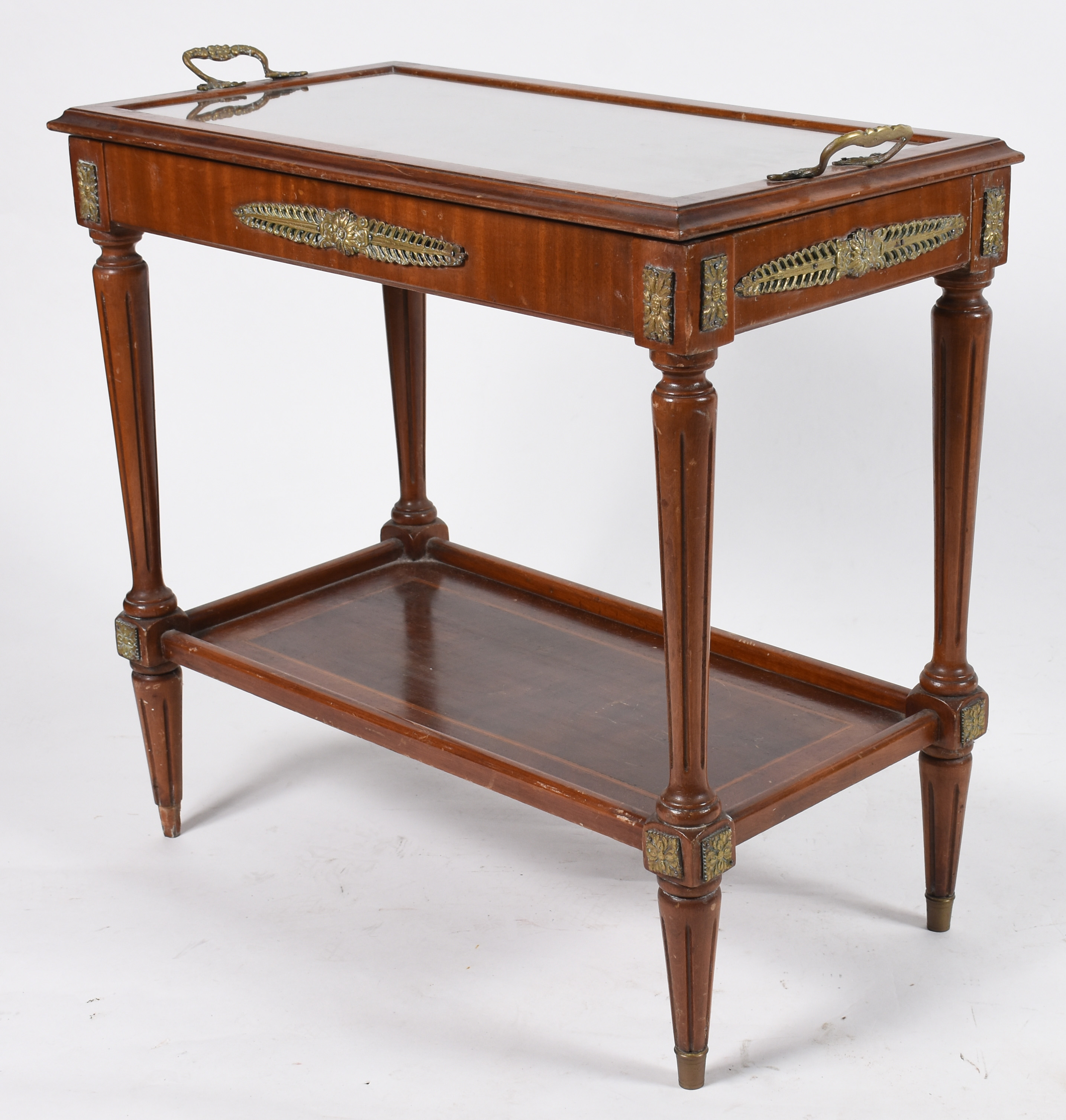 Mesa vitrine de madeira nobre parquetada, tampo/bandeja removível... - foto 1 de 5