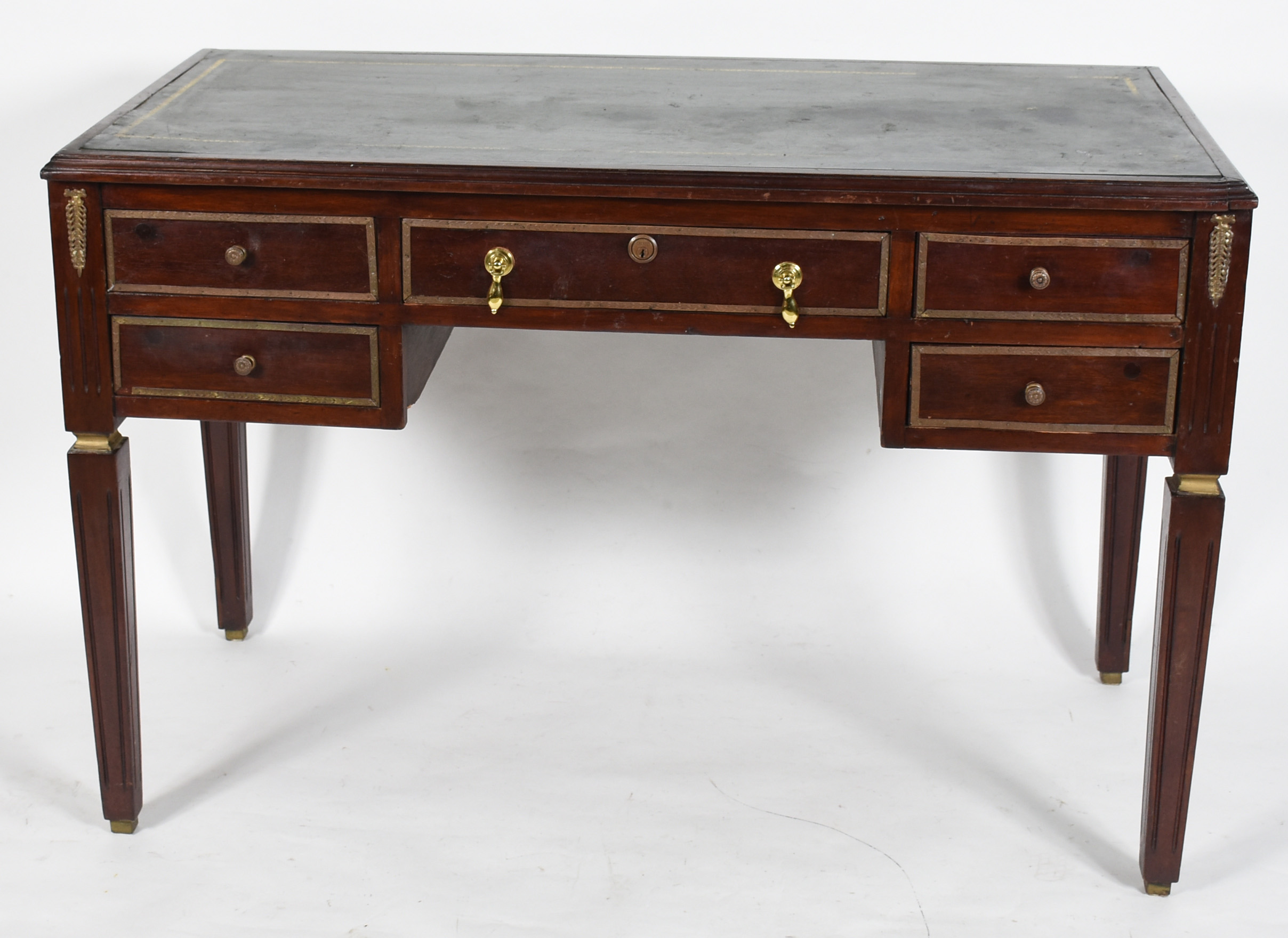 Mesa de escritório de madeira nobre, estilo ingles, cinco gavetas... - foto 1 de 6