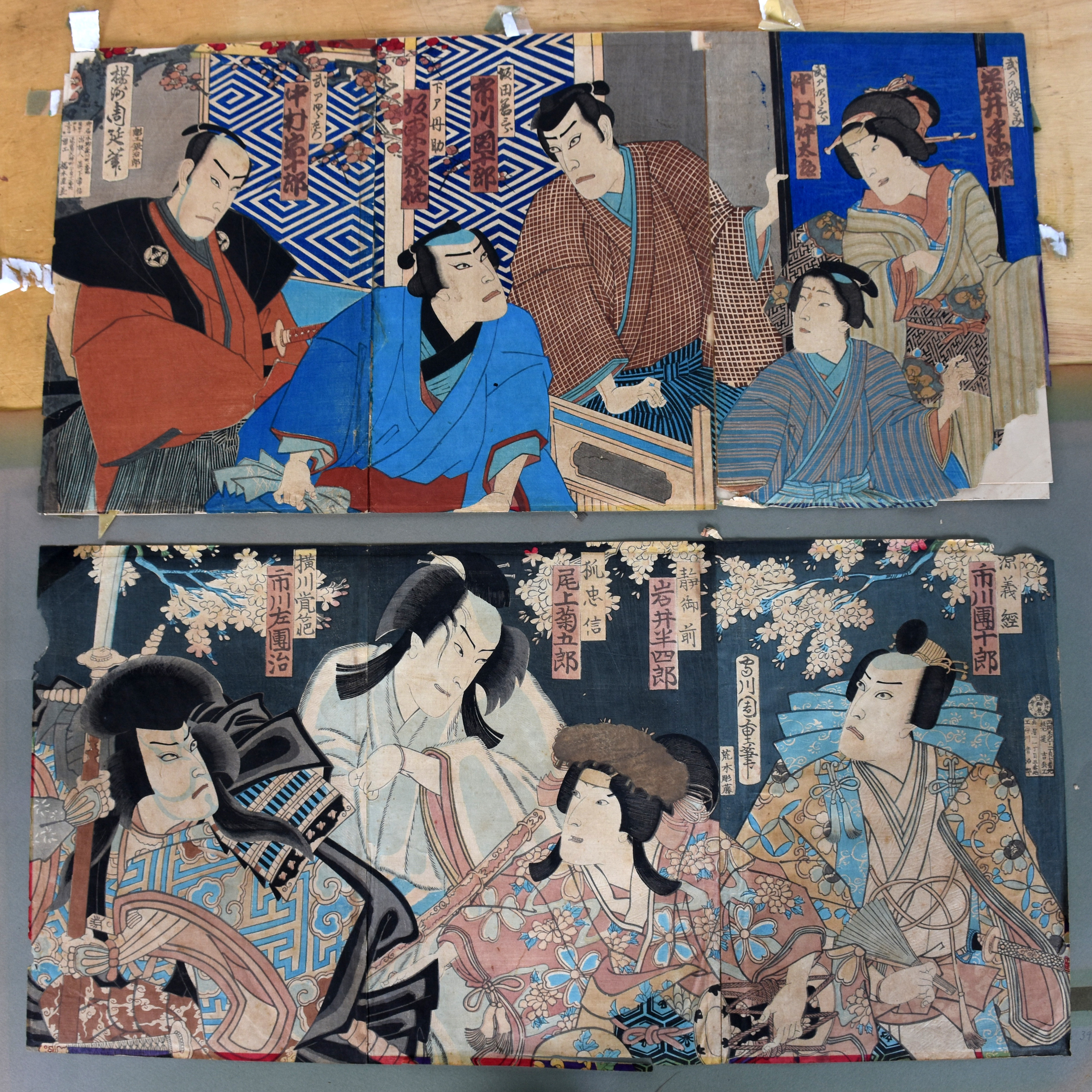 Dois UKIYO-E. Gravuras japonesas representando personagens do Teatro... - foto 1 de 3