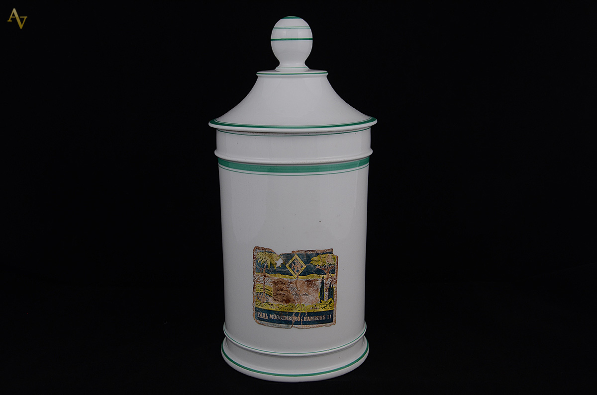 Grande pote de farmácia em porcelana, Paul Muggenburg Hamburg II...