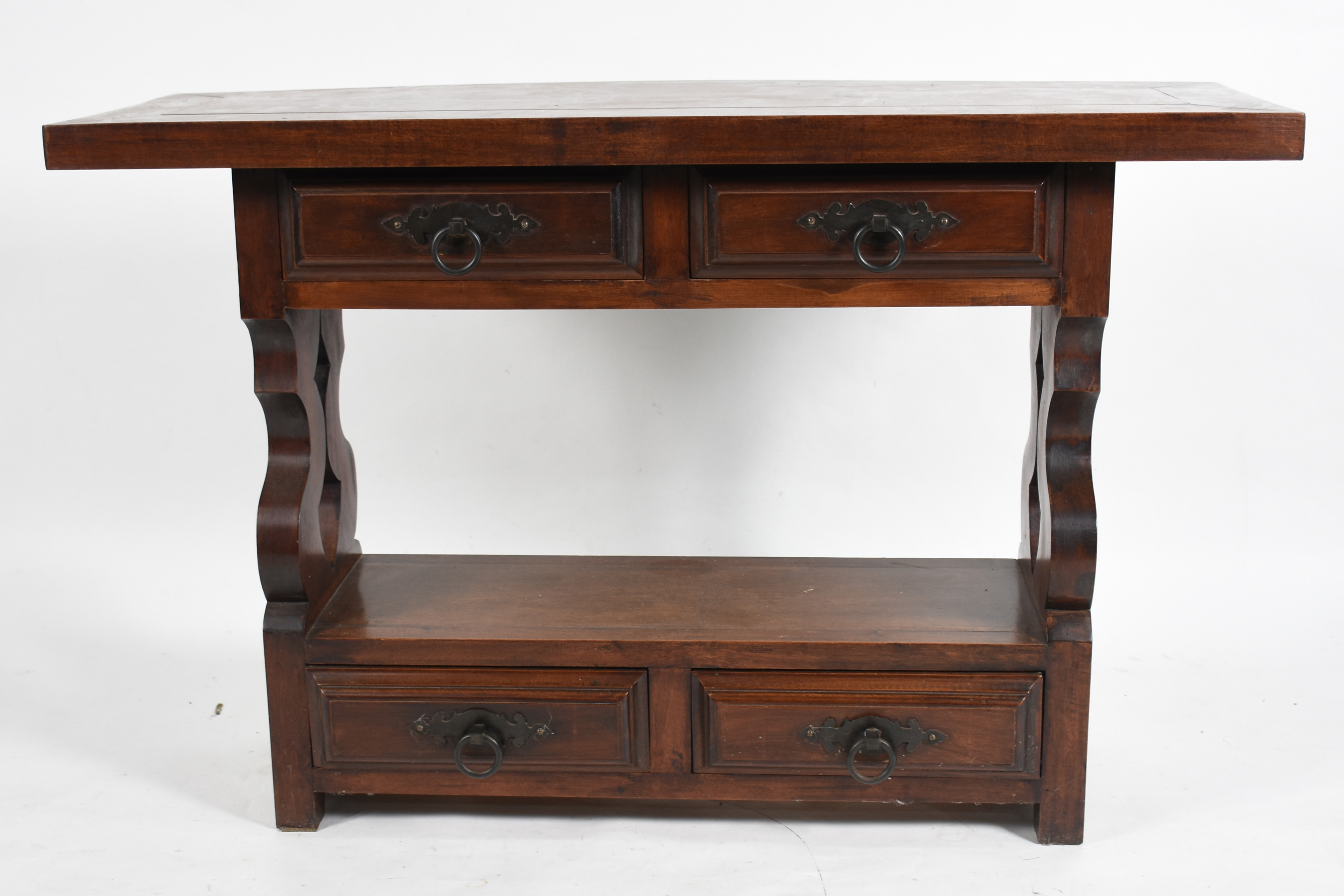 Móvel console de madeira nobre estilo colonial brasileiro, gavetas... - foto 2 de 5