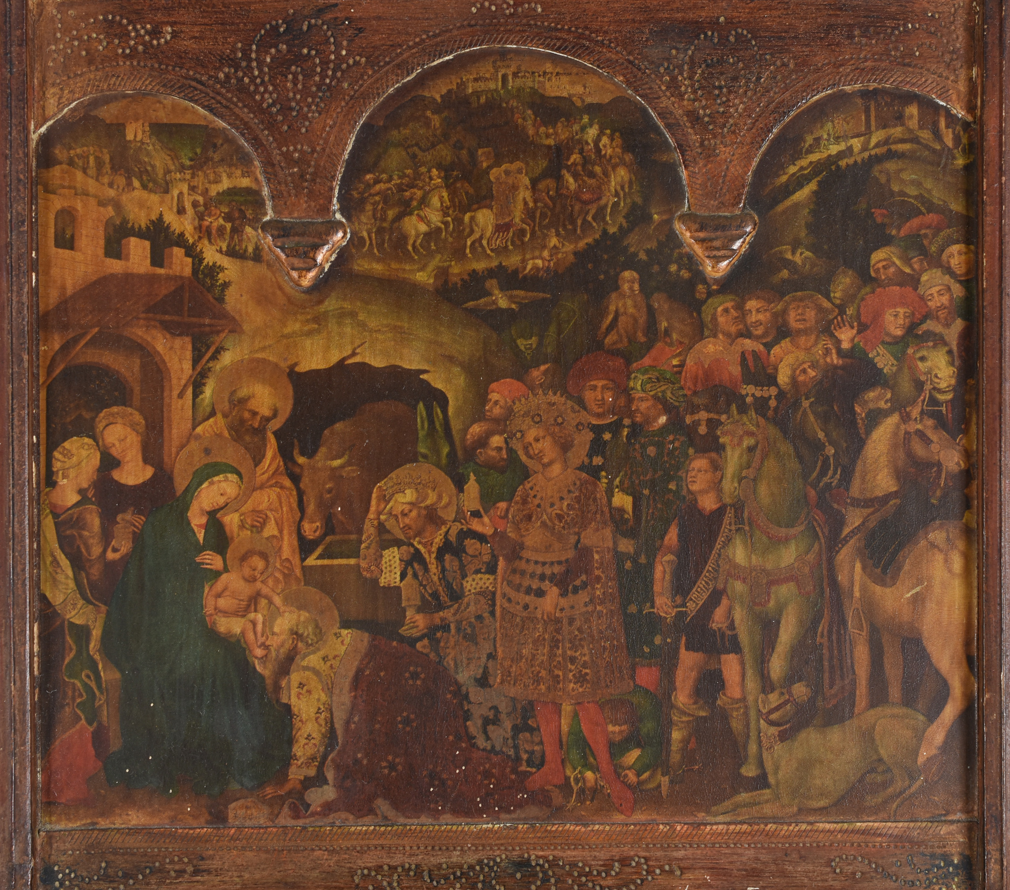 Antiga ícone decorativo italiano sobre madeira com moldura entalhada... - foto 2 de 4