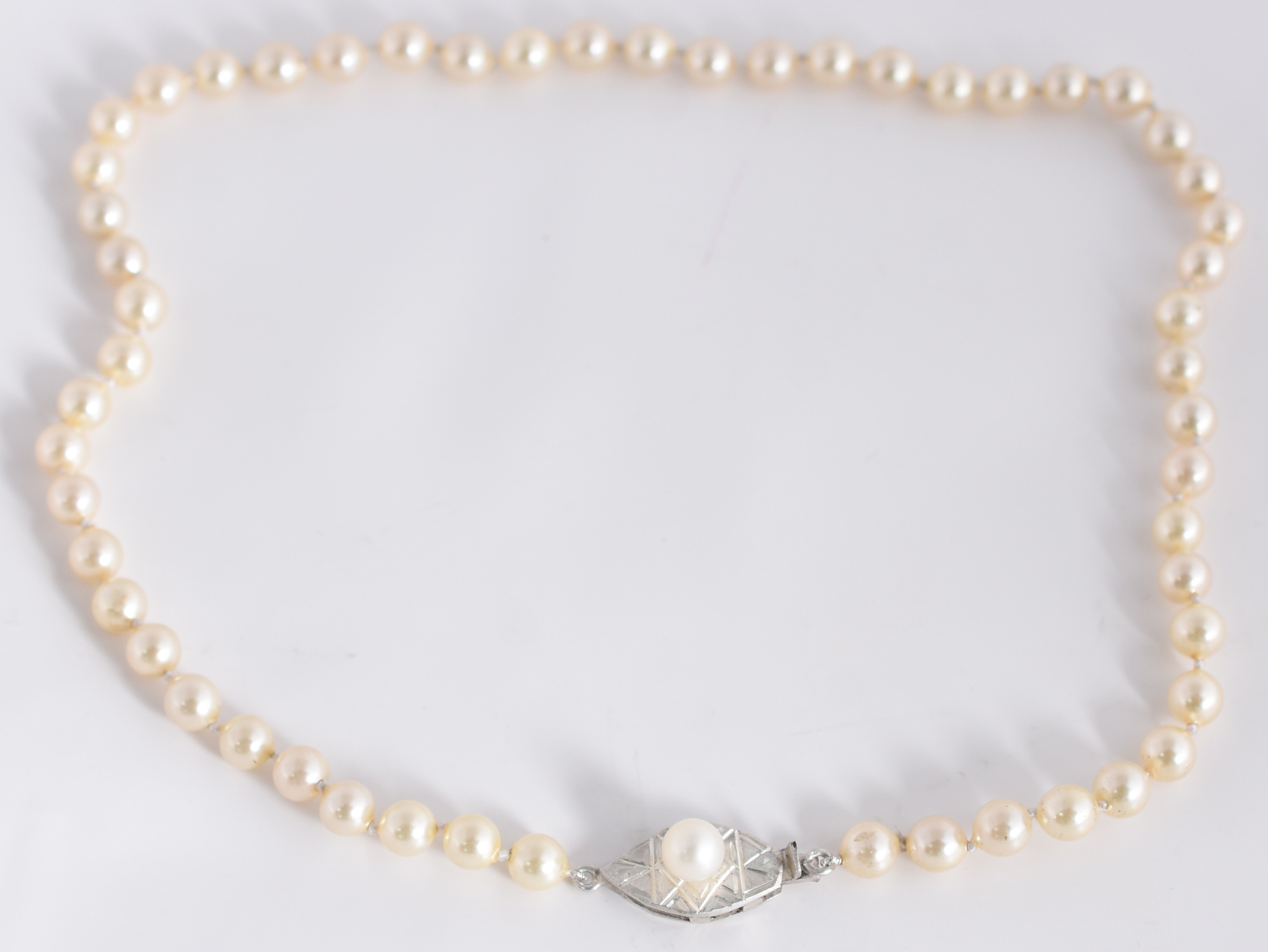 Colar de pérolas com fecho de prata. 45 cm aberto. (Por motivos de... - foto 2 de 3