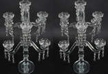 Par de candelabros para 9 velas cada de cristal... - Par de candelabros para 9 velas cada de cristal com base espelhada.