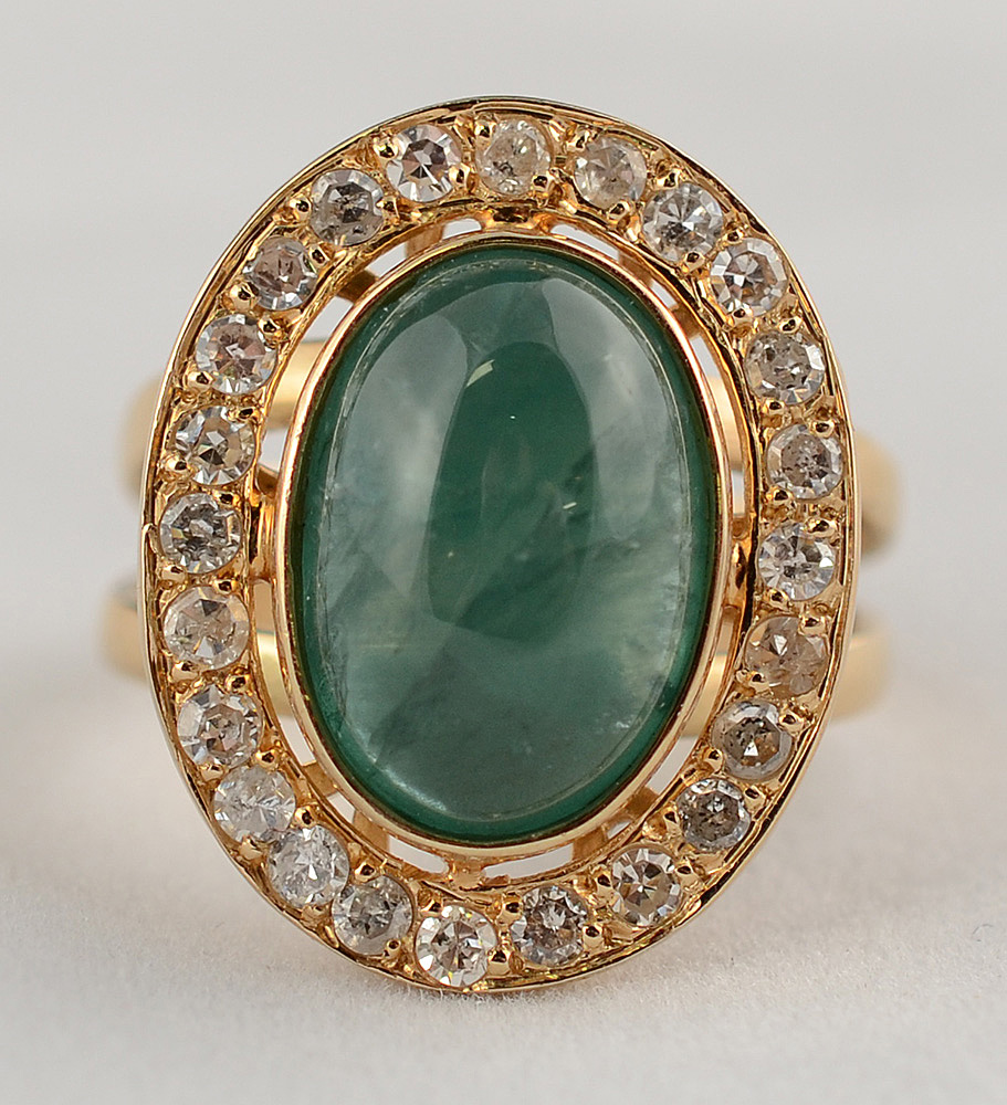 Anel de ouro 18 k com esmeralda extra, cabochan de aproximadamente... - foto 2 de 2