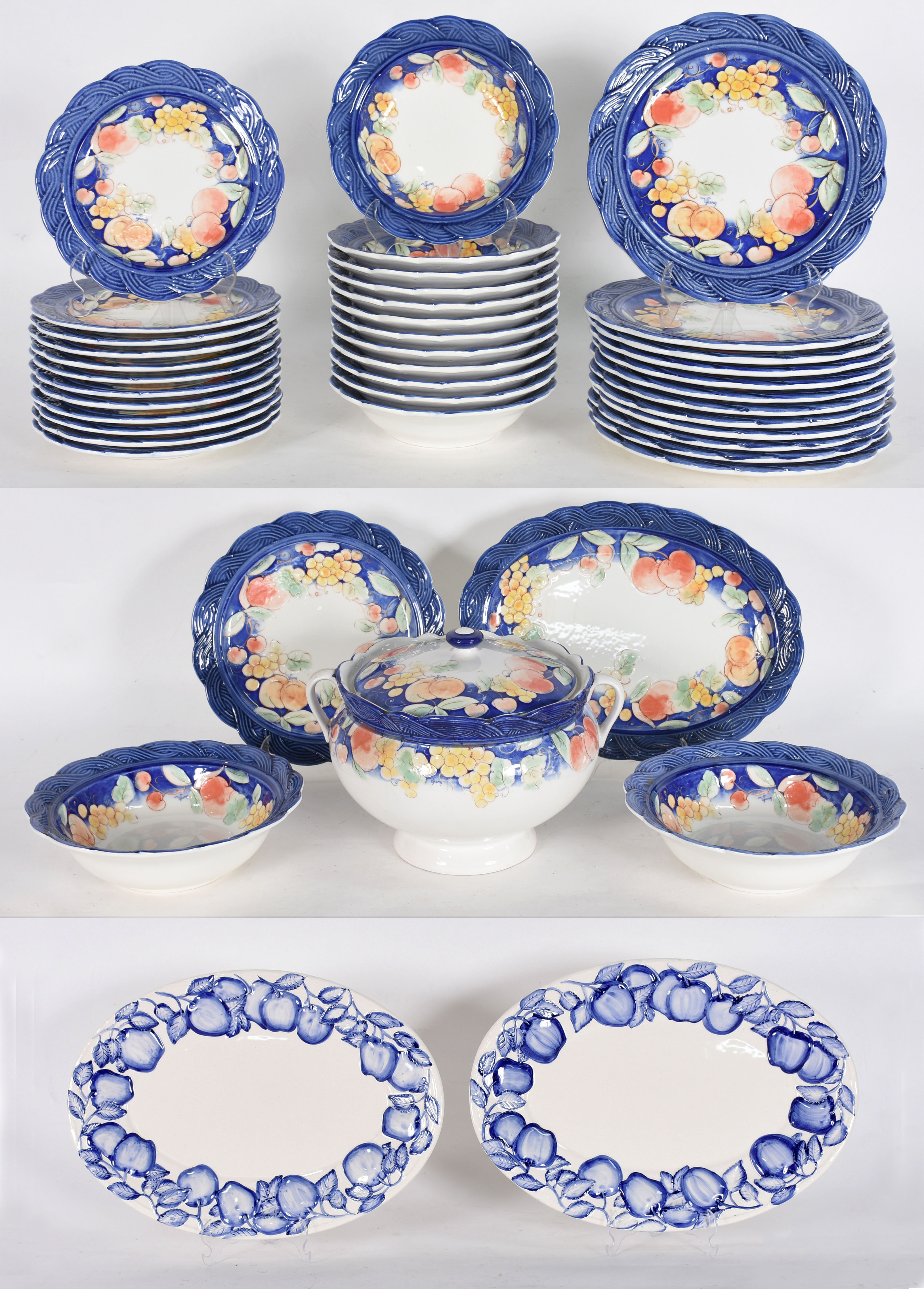 Jogo de jantar de porcelana italiana, composto por 12 pratos rasos... - foto 1 de 6
