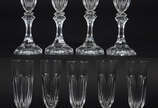 Conjunto com 9 flutes de cristal tcheco facetado. - Conjunto com 9 flutes de cristal tcheco facetado.