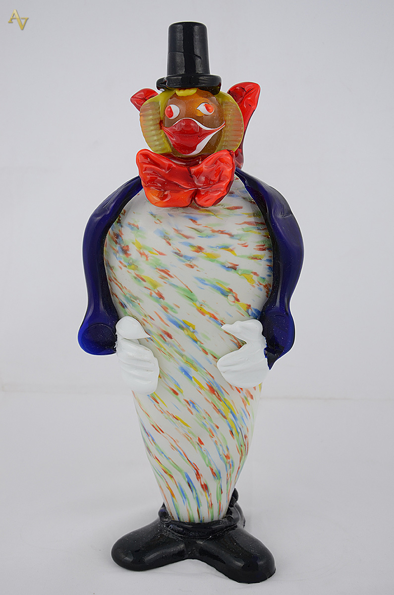 Palhaço de murano branco mesclado. Altura 34 cm. - foto 1 de 2