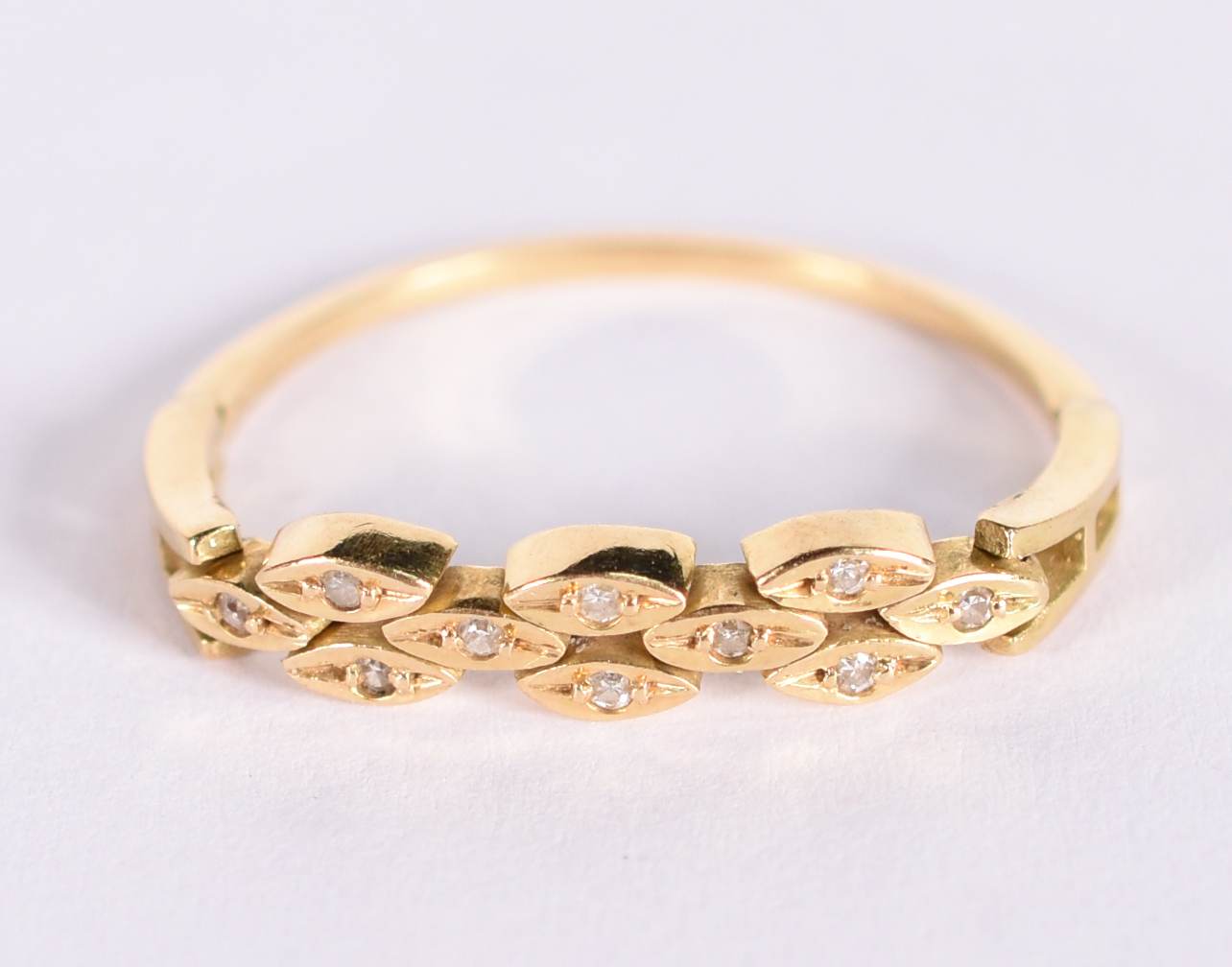 Anel de ouro 18 k com parte maleável e parte fixa, com 10 brilhantes... - foto 1 de 3