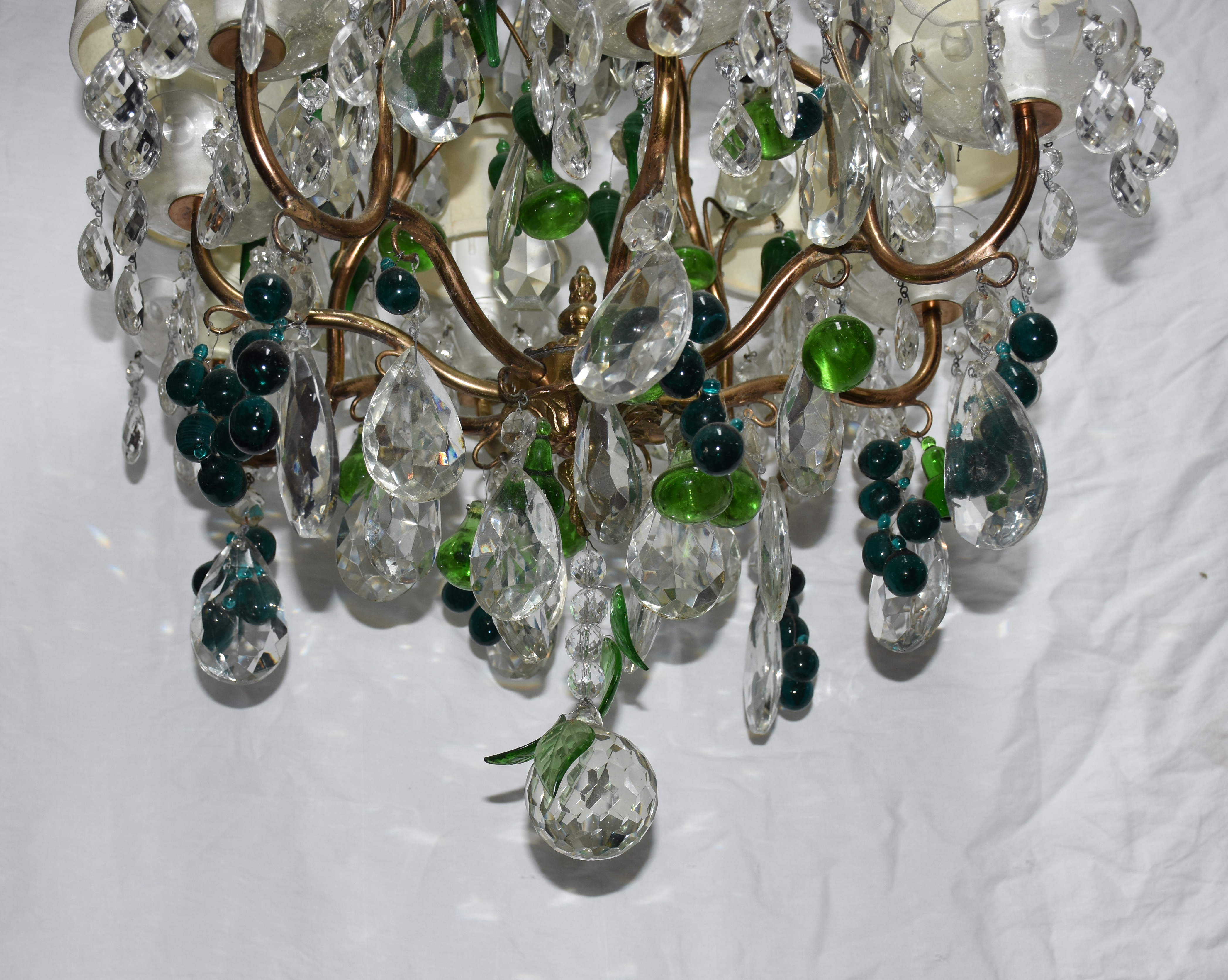 Lustre com estrutura de bronze e placas de cristal para 8 luzes... - foto 3 de 3